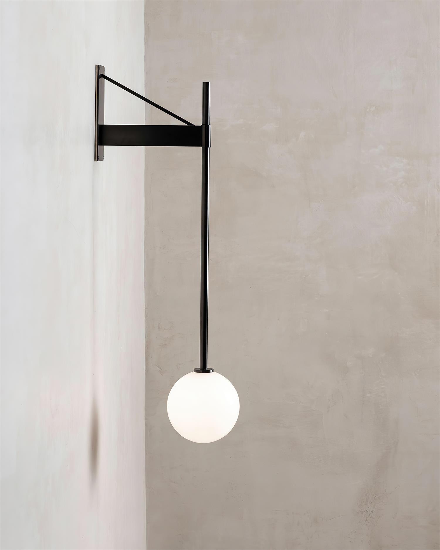 Wall Lamp Metal Rod Glass Globe Minimal Lamp Fixture Bedside