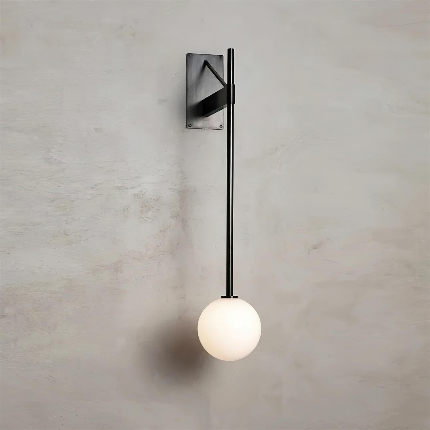 Wall Lamp Metal Rod Glass Globe Minimal Lamp Fixture Bedside