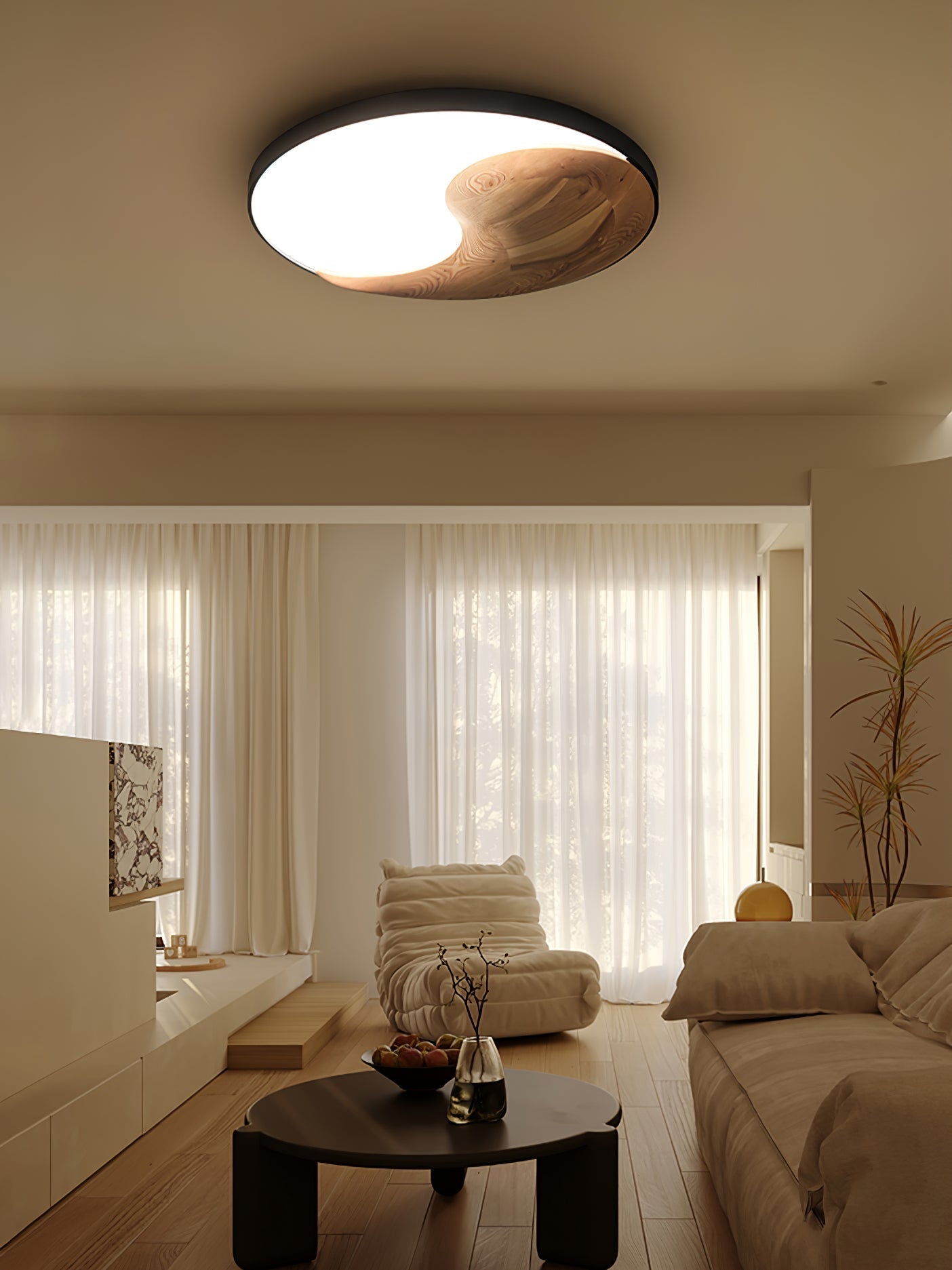 Ivelor Modern Minimalist Balance Wood Ceiling Light-Neutral Decor