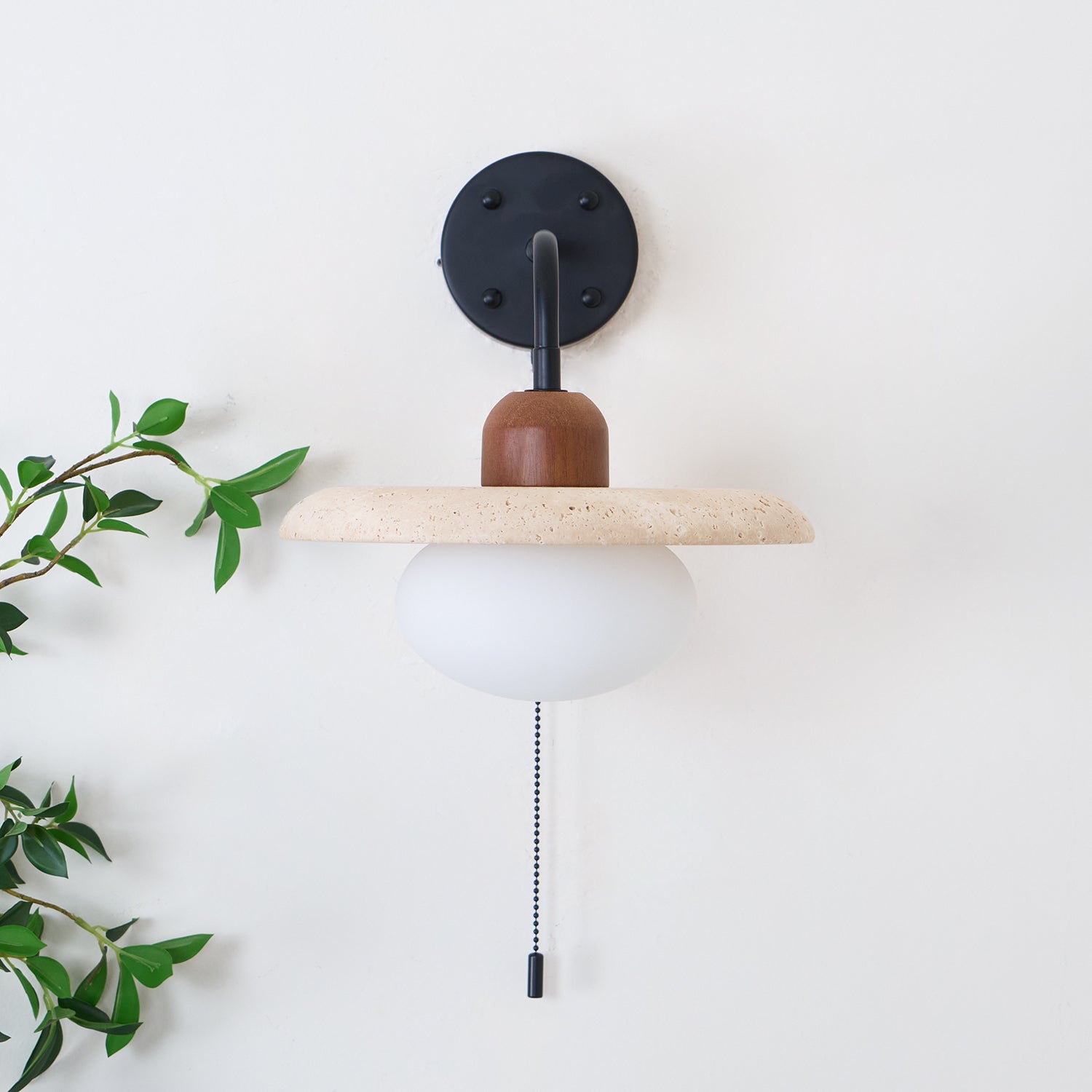 Solaro  Travertine Wall Light Pull Chain Switch