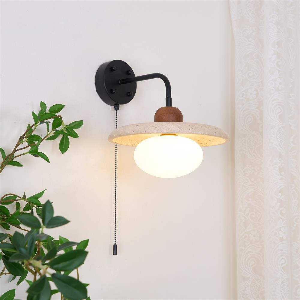 Solaro  Travertine Wall Light Pull Chain Switch
