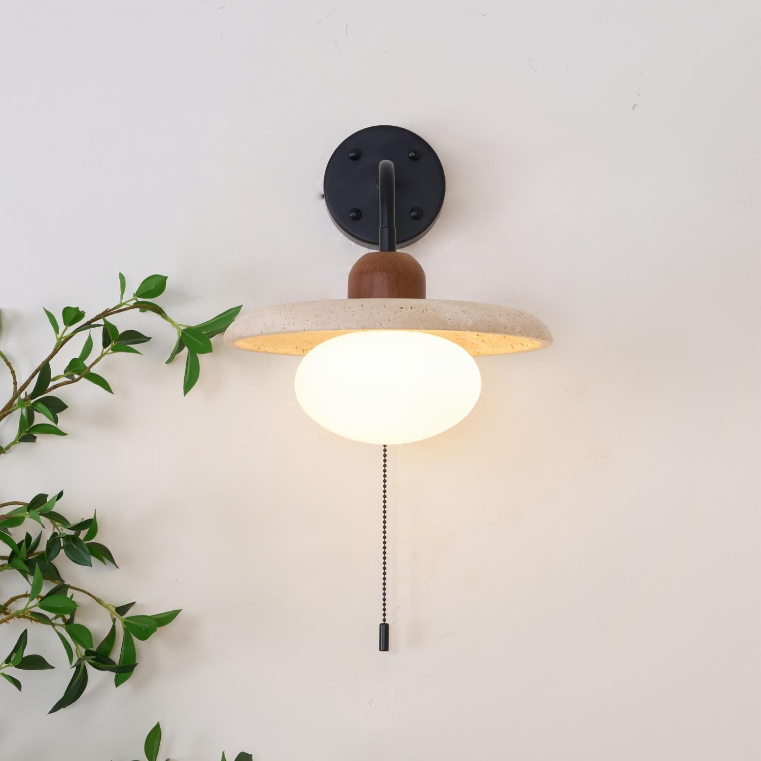 Solaro  Travertine Wall Light Pull Chain Switch