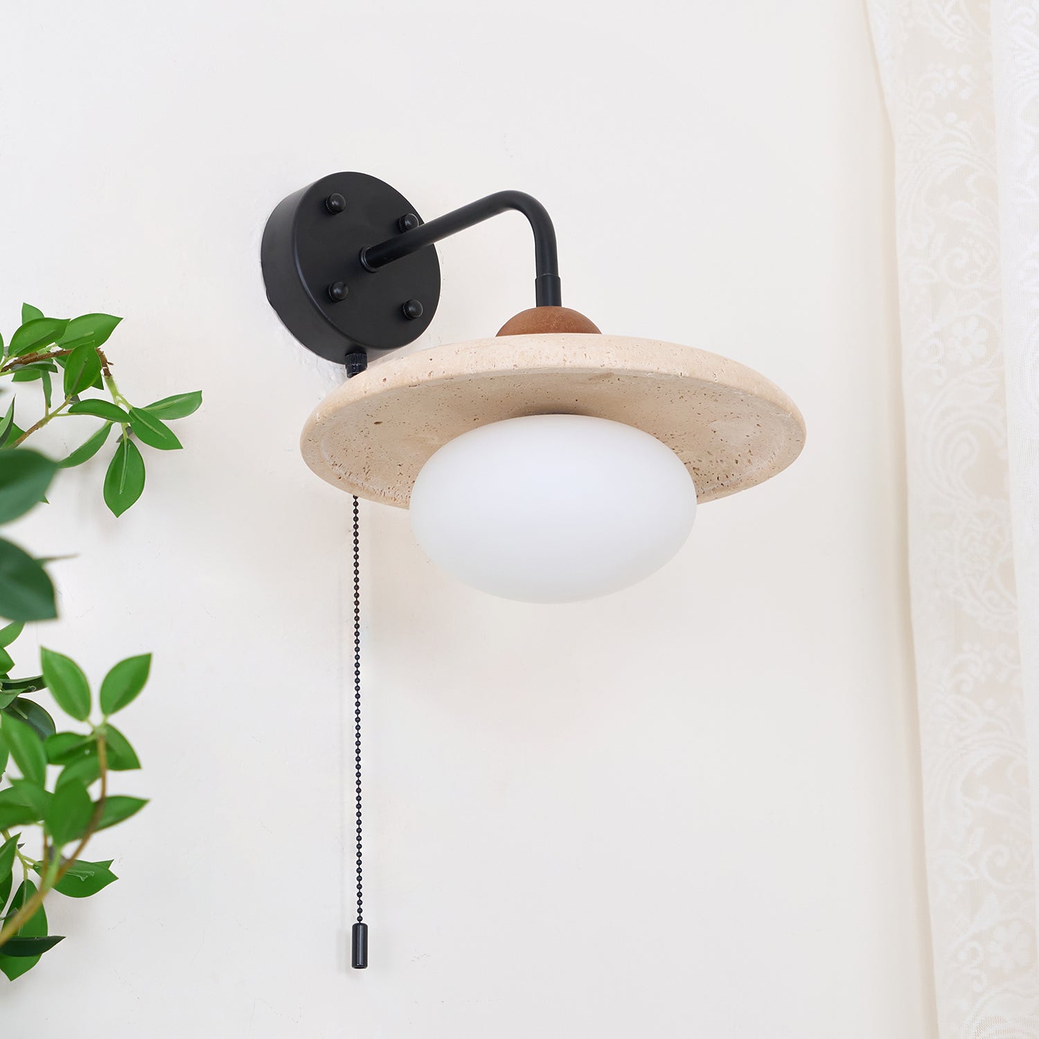 Solaro  Travertine Wall Light Pull Chain Switch