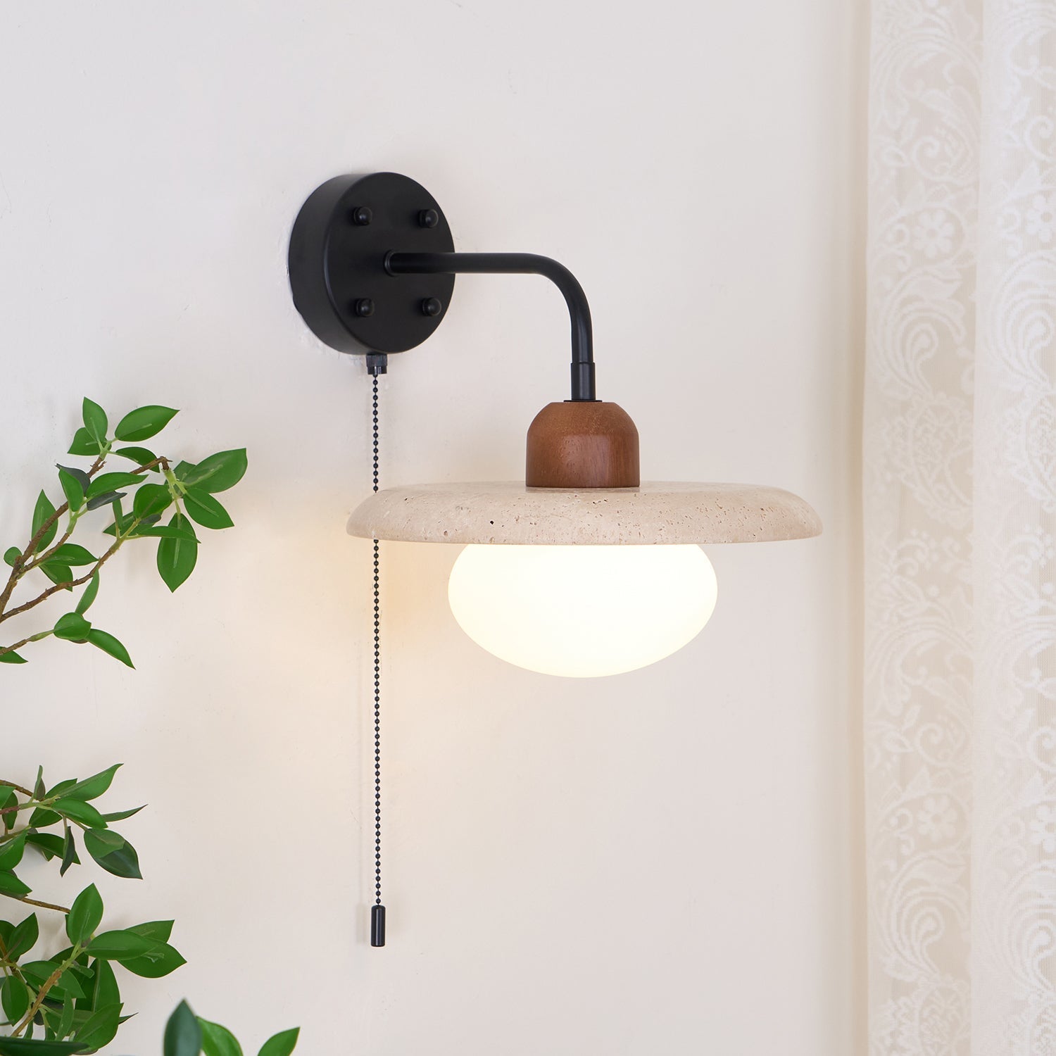 Solaro  Travertine Wall Light Pull Chain Switch