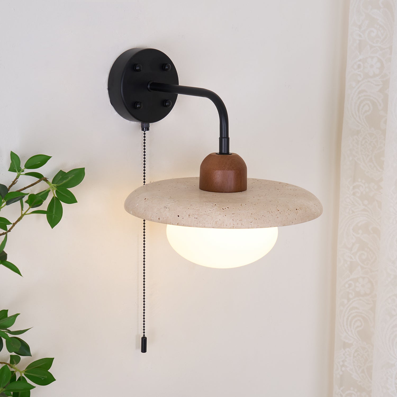 Solaro  Travertine Wall Light Pull Chain Switch