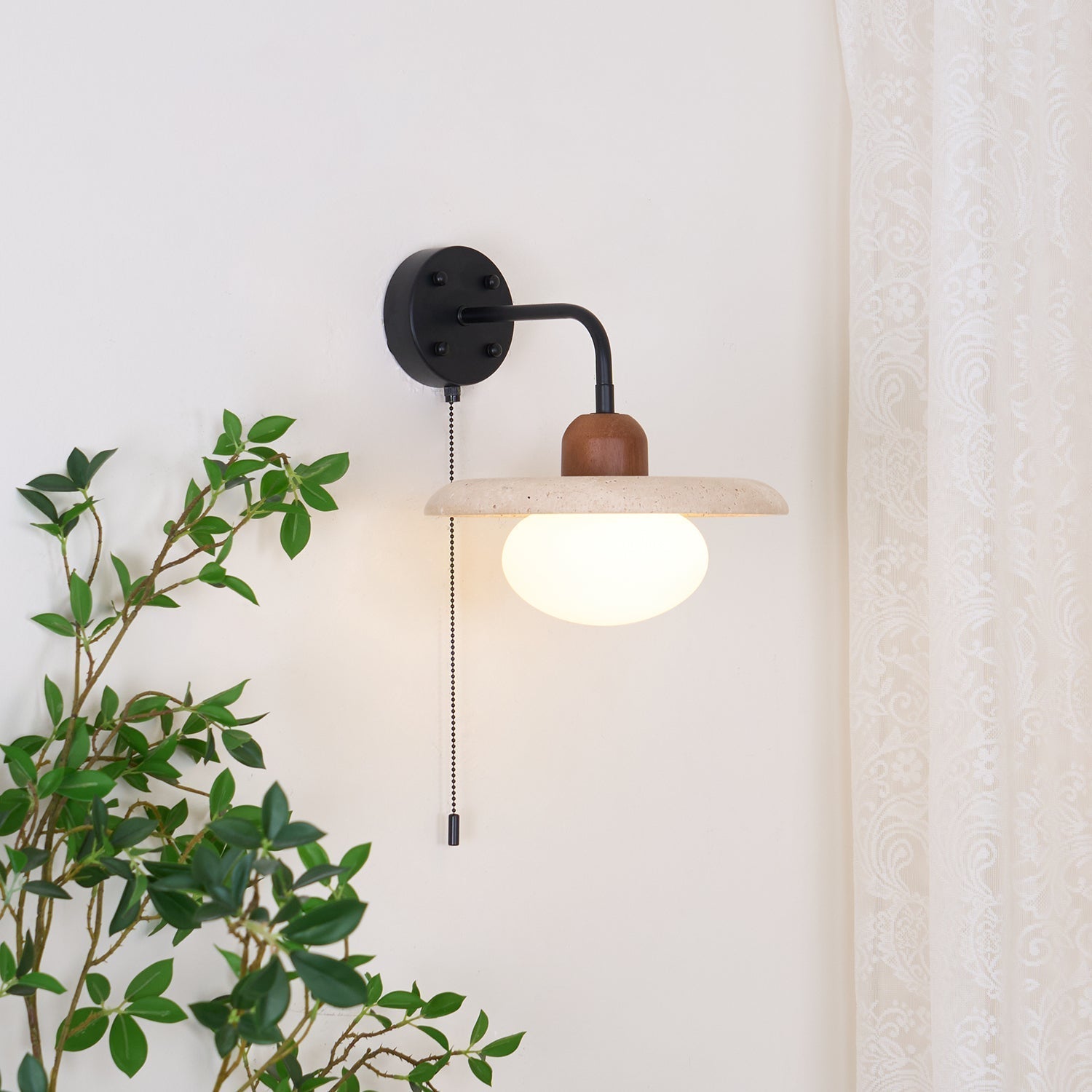 Solaro  Travertine Wall Light Pull Chain Switch