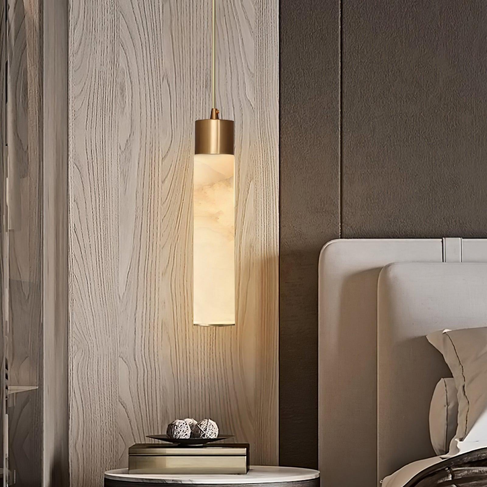 Rin Cylinder Alabaster Pendant Light-Neutral Decor