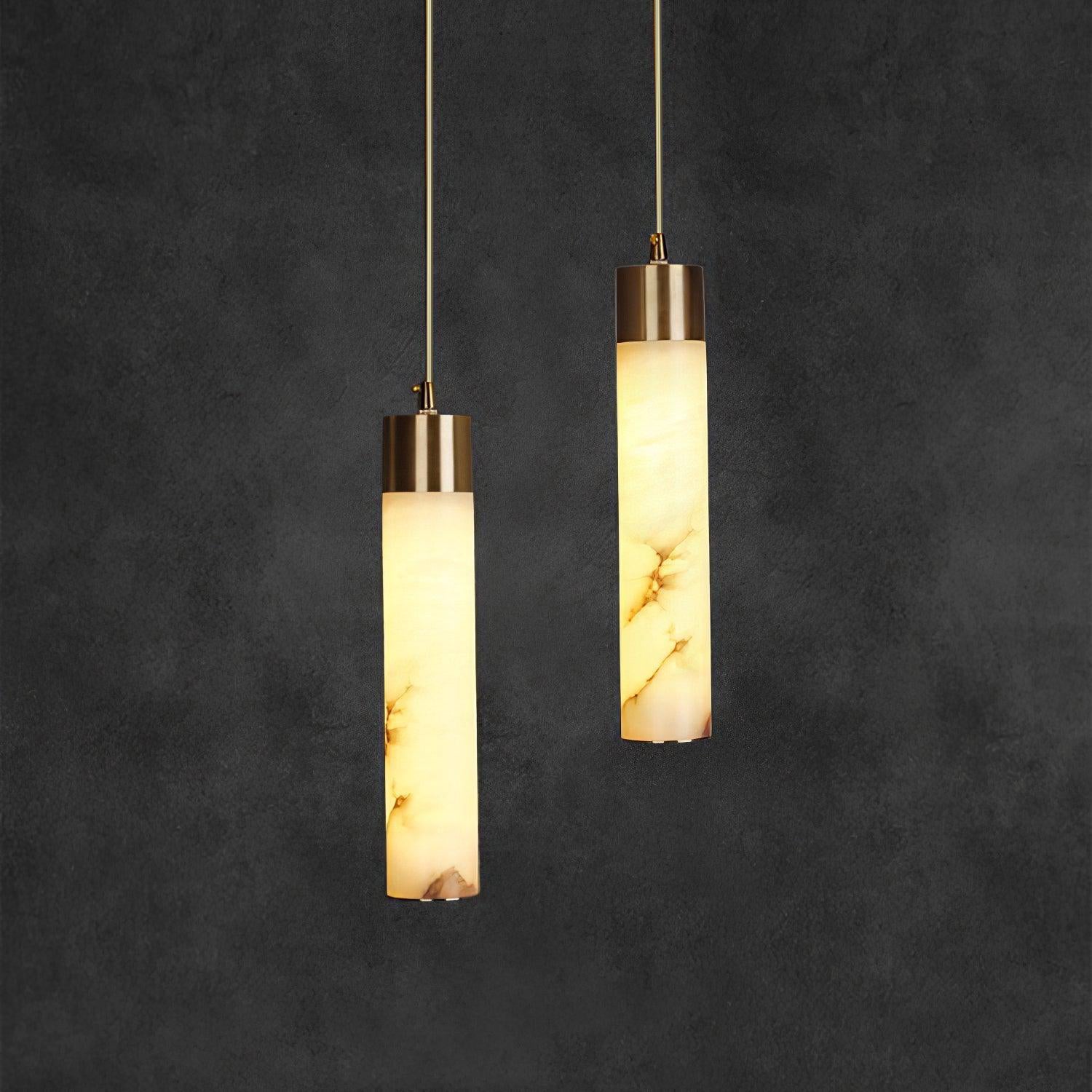 Rin Cylinder Alabaster Pendant Light-Neutral Decor