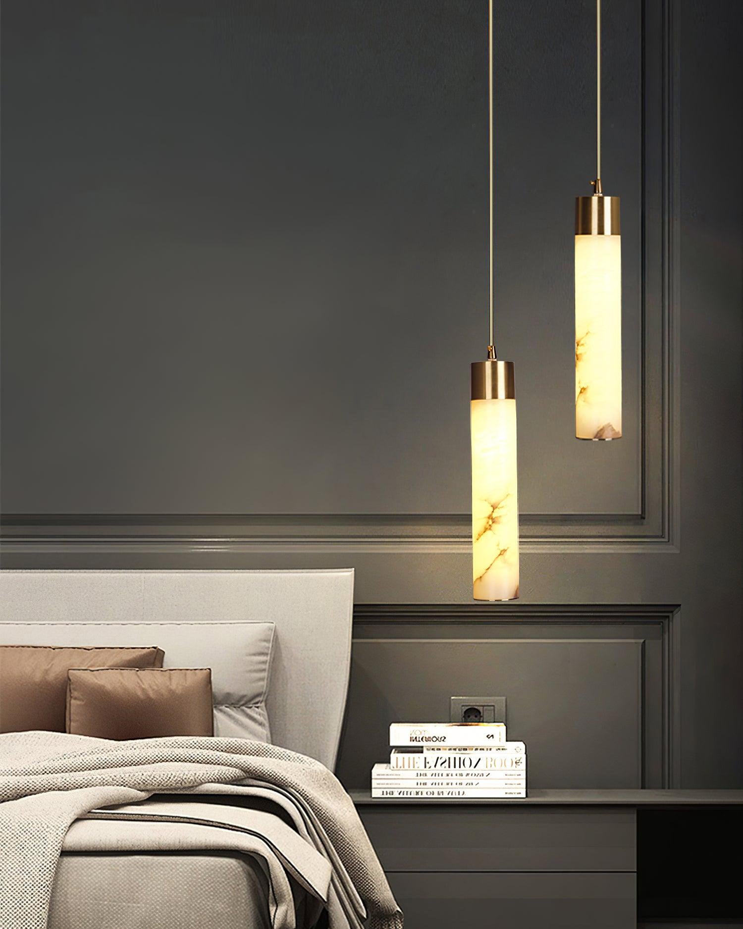Rin Cylinder Alabaster Pendant Light-Neutral Decor