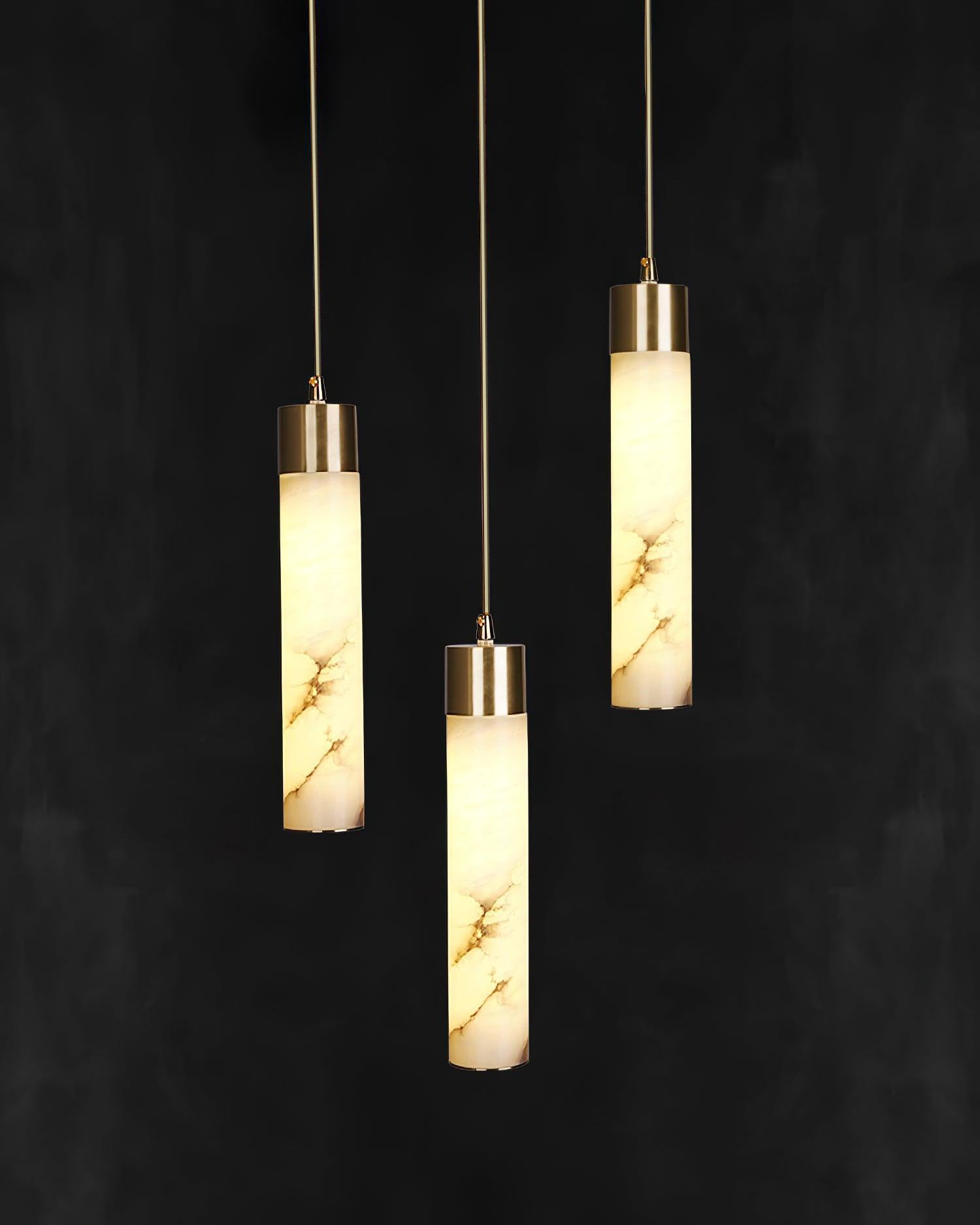 Rin Cylinder Alabaster Pendant Light-Neutral Decor