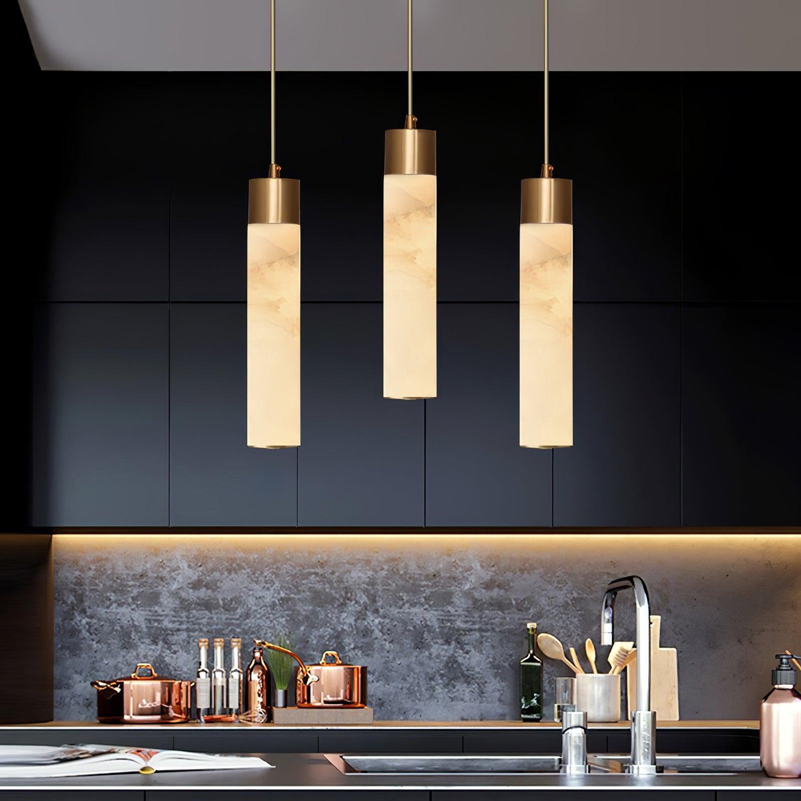 Rin Cylinder Alabaster Pendant Light-Neutral Decor