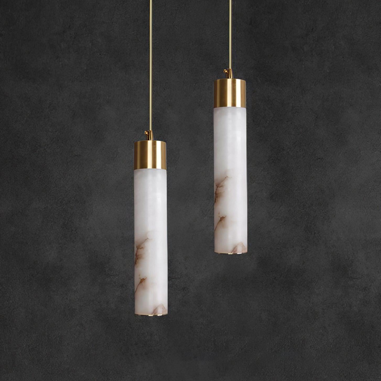 Rin Cylinder Alabaster Pendant Light-Neutral Decor