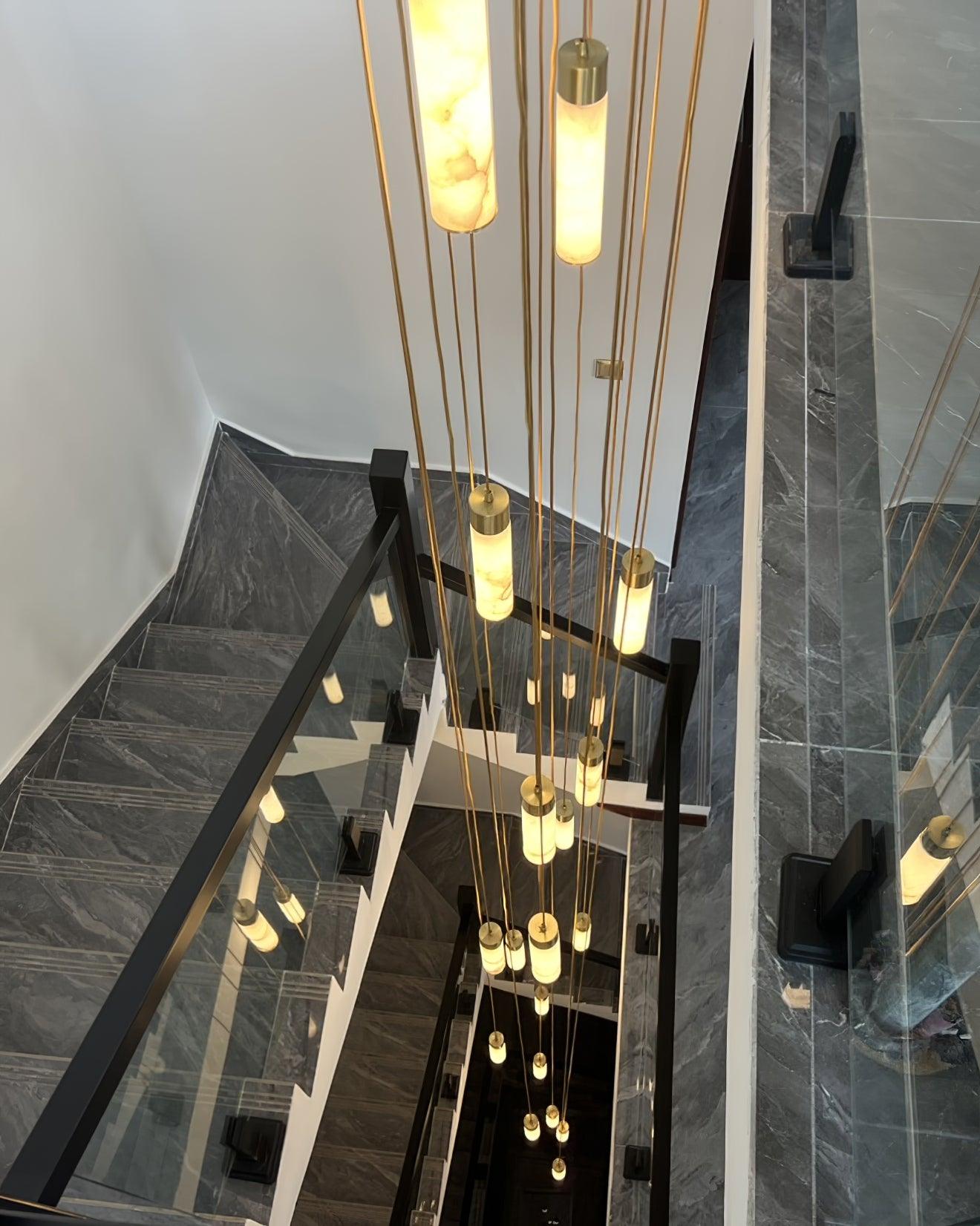Rin Cylinder Alabaster Pendant Light-Neutral Decor