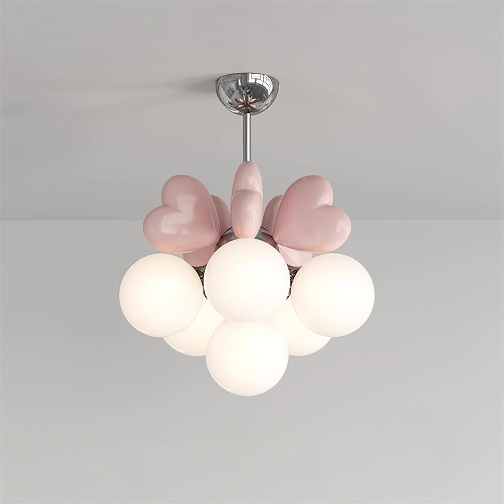 Chandelier Heart Accents Globe Shades Playful Modern Kids Room