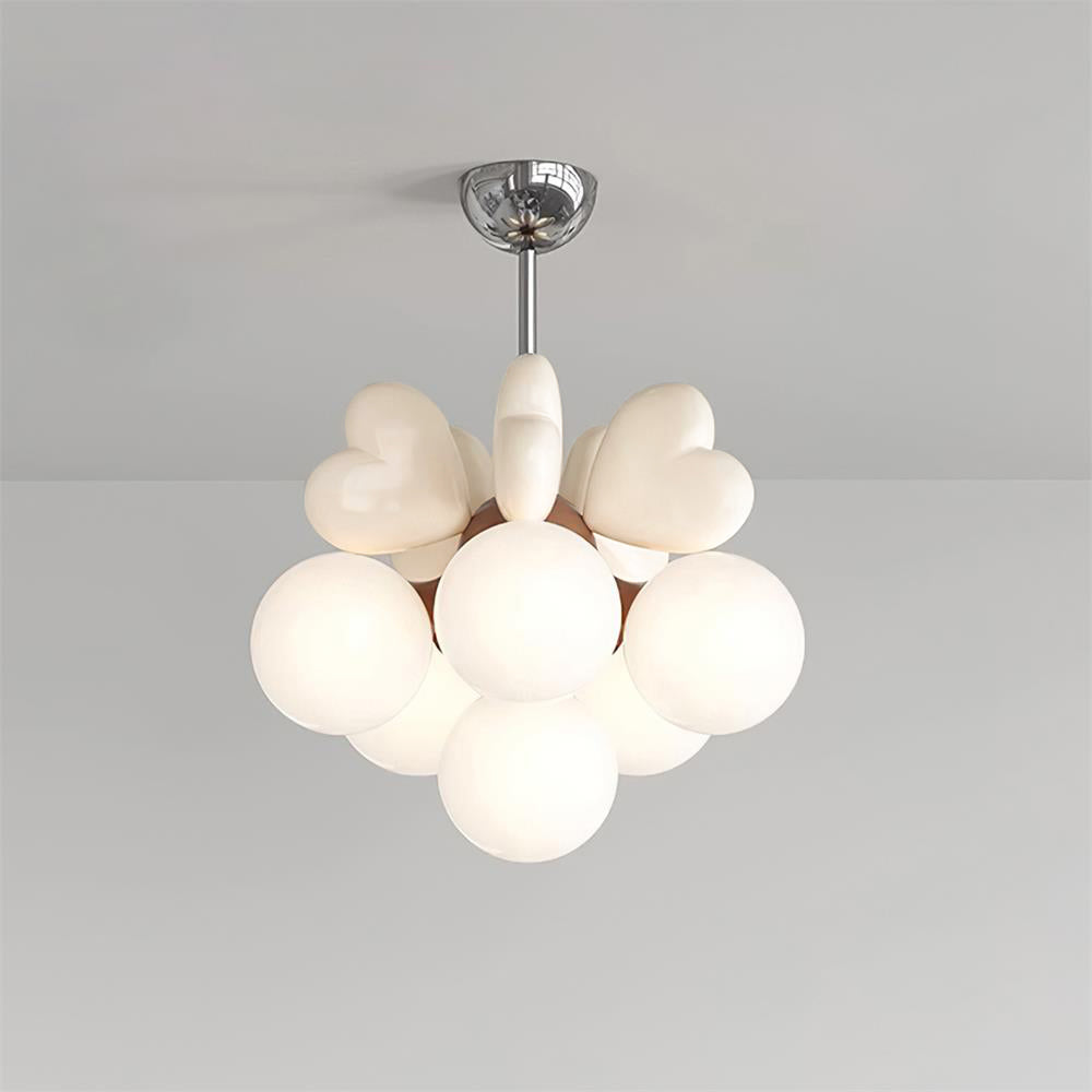 Chandelier Heart Accents Globe Shades Playful Modern Kids Room