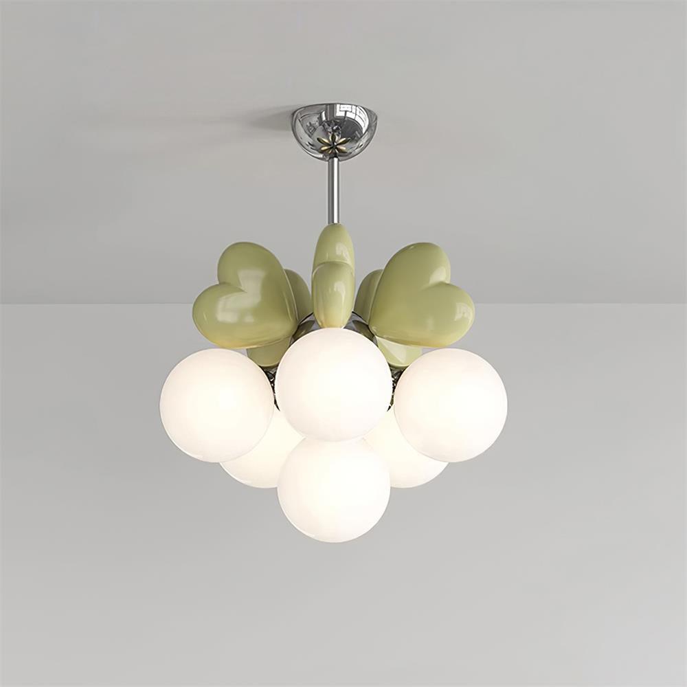 Chandelier Heart Accents Globe Shades Playful Modern Kids Room