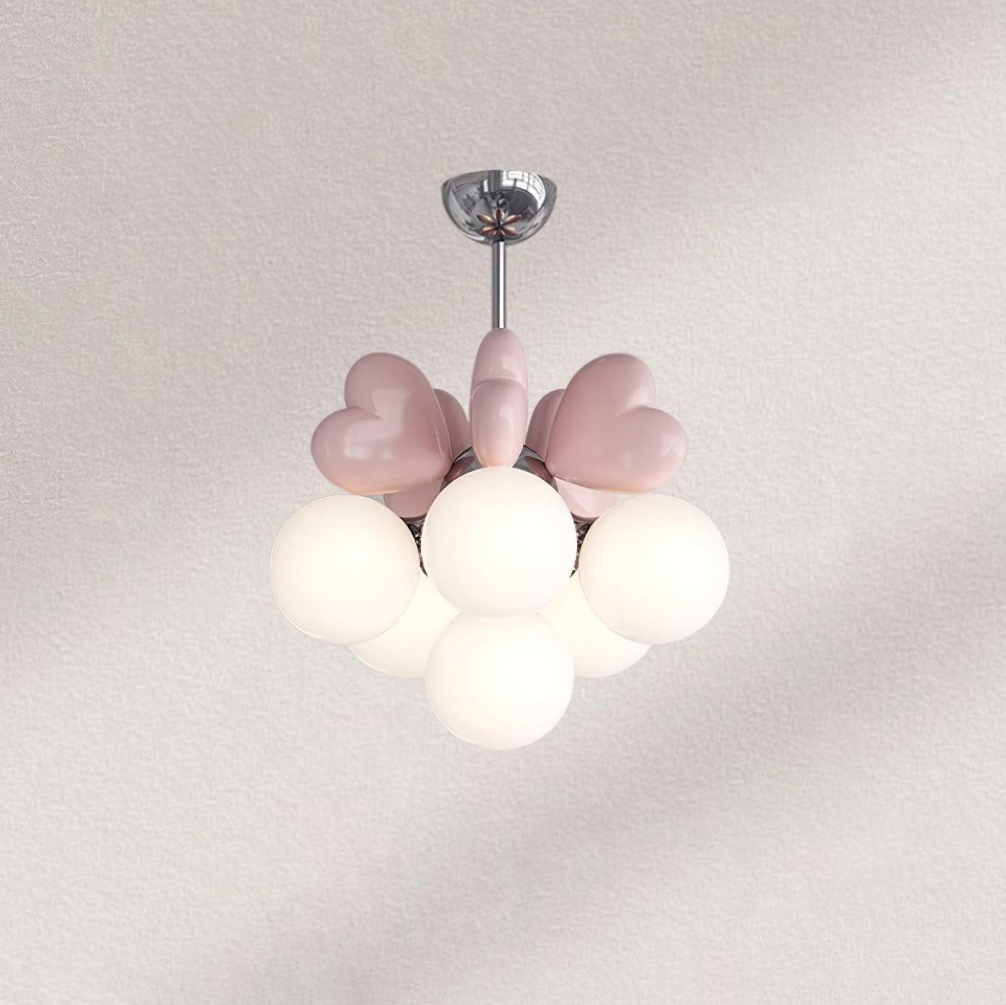 Chandelier Heart Accents Globe Shades Playful Modern Kids Room