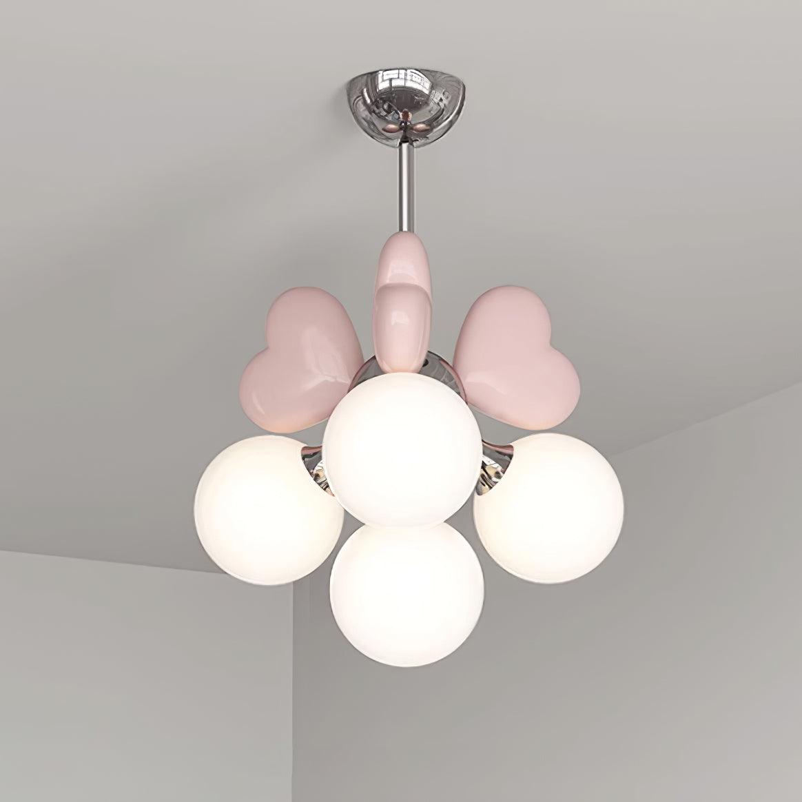 Chandelier Heart Accents Globe Shades Playful Modern Kids Room