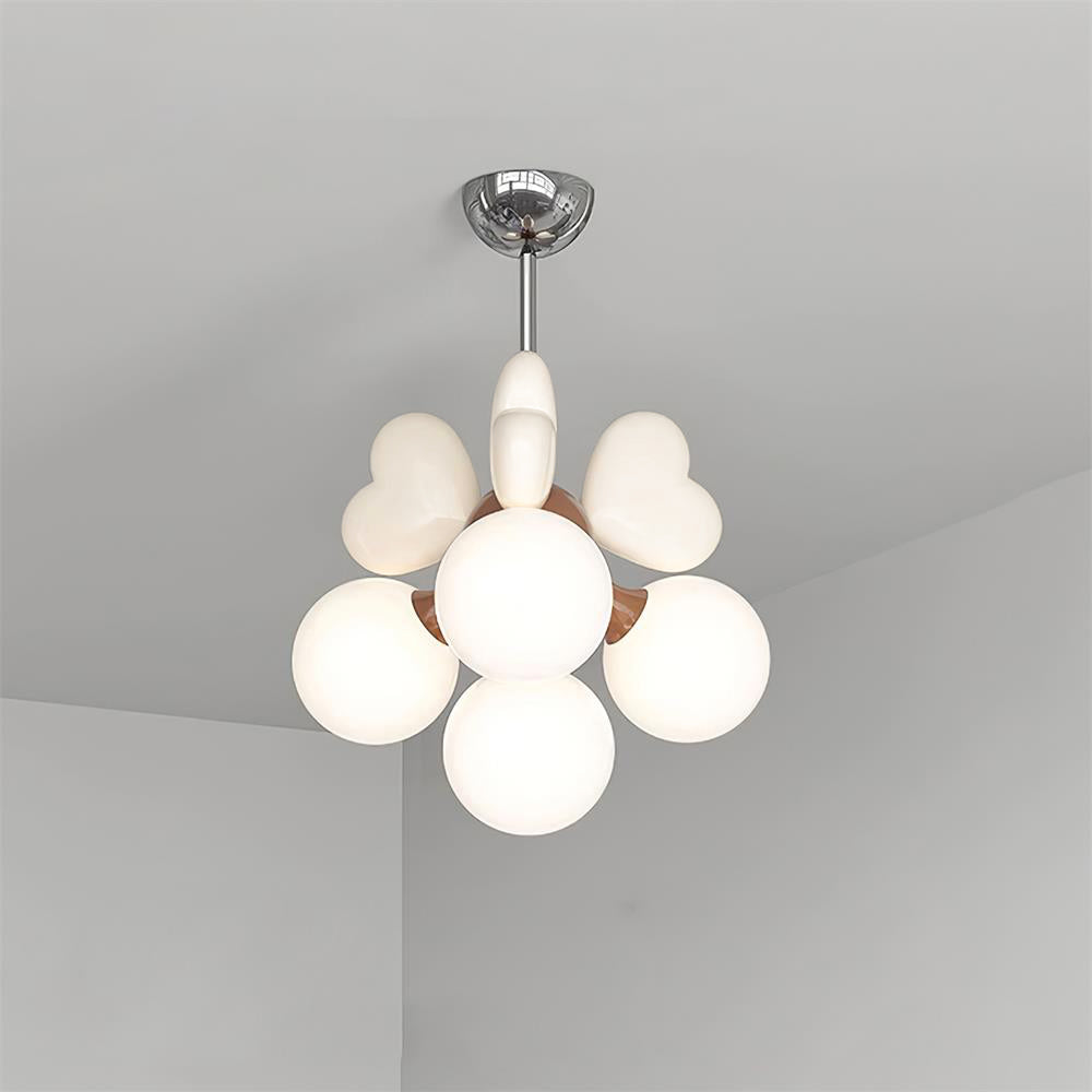 Chandelier Heart Accents Globe Shades Playful Modern Kids Room