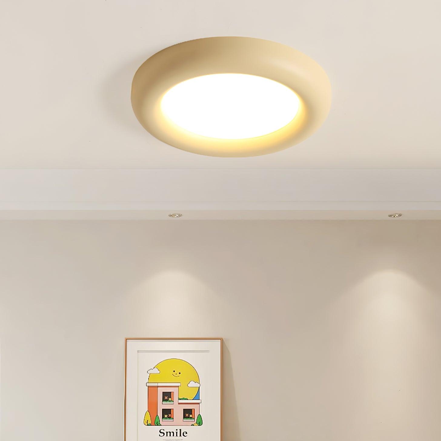 Ceiling Light Beige Flush Mount with Canopy Minimalist