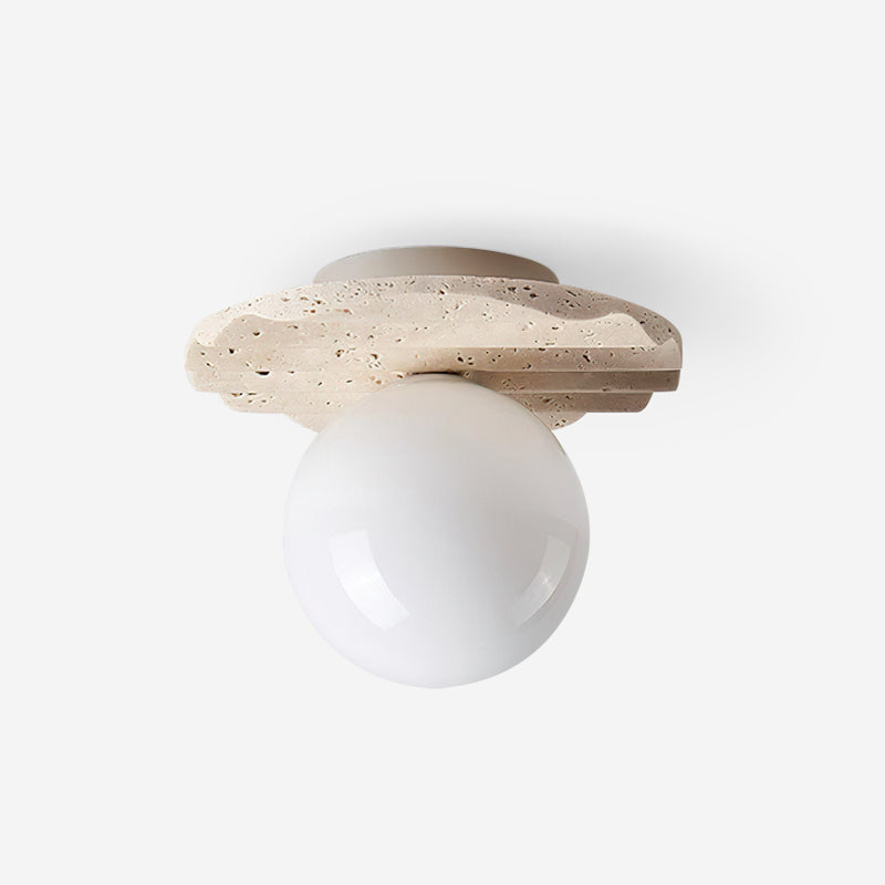 Ritta  Ceiling Light Travertine Glass