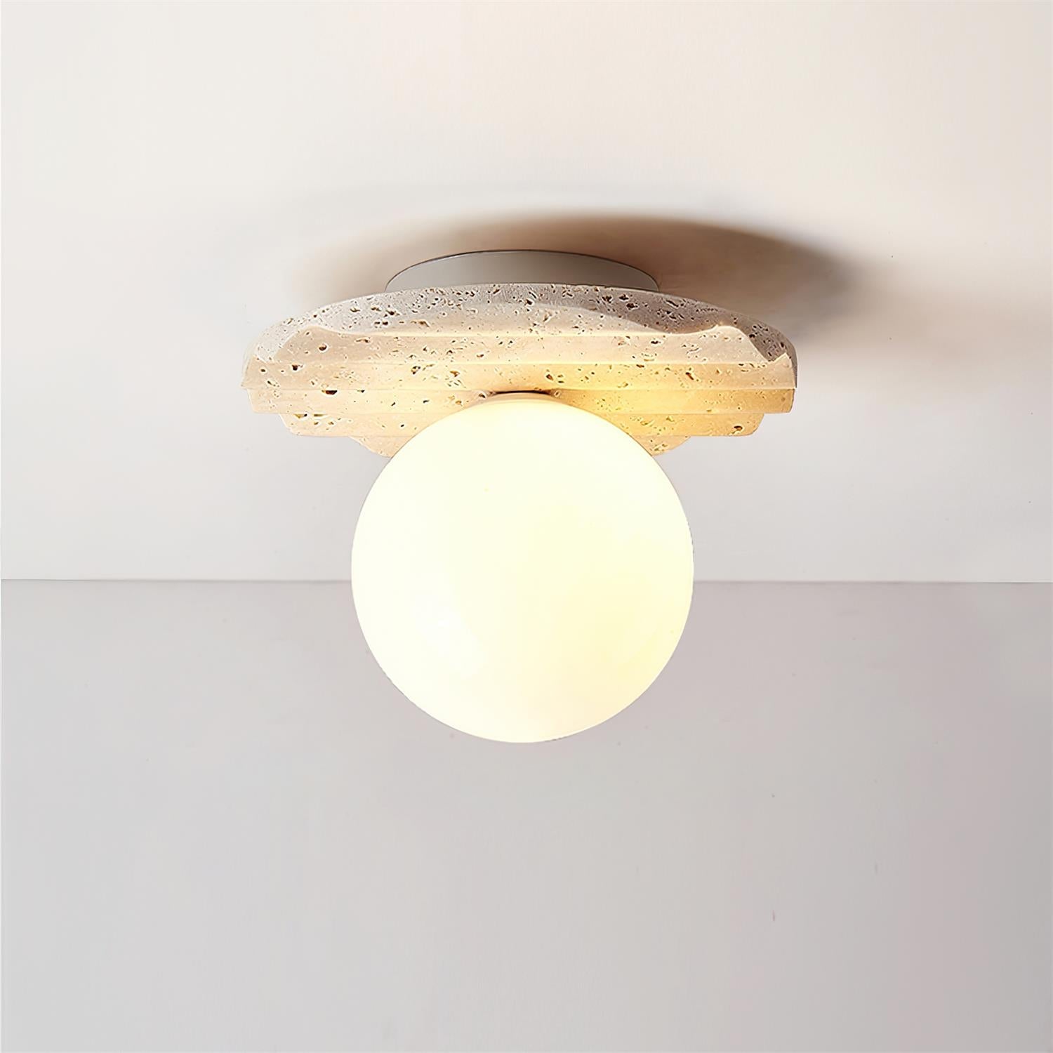 Evon Ceiling Light Travertine Glass-Neutral Decor