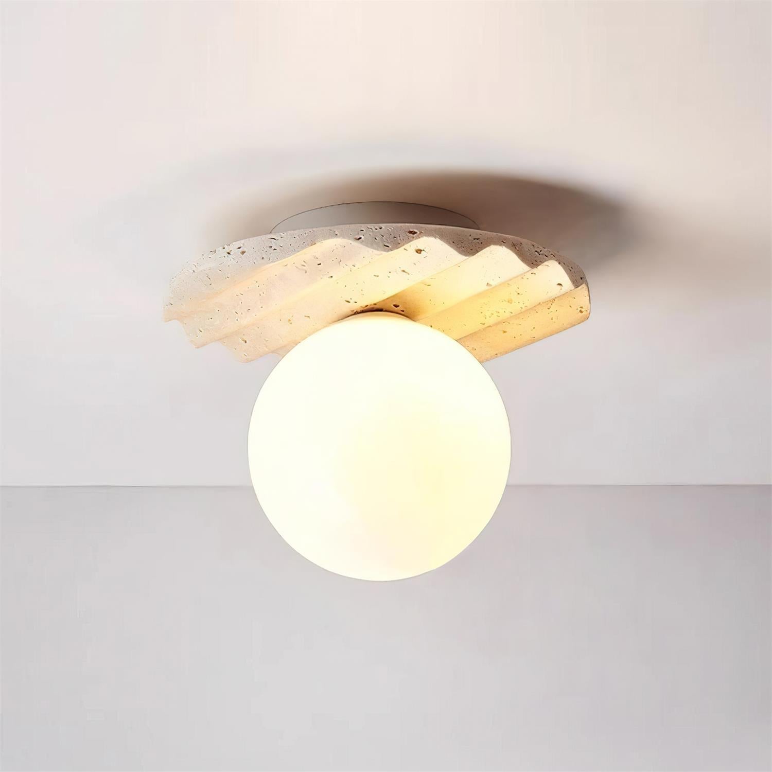 Evon Ceiling Light Travertine Glass-Neutral Decor