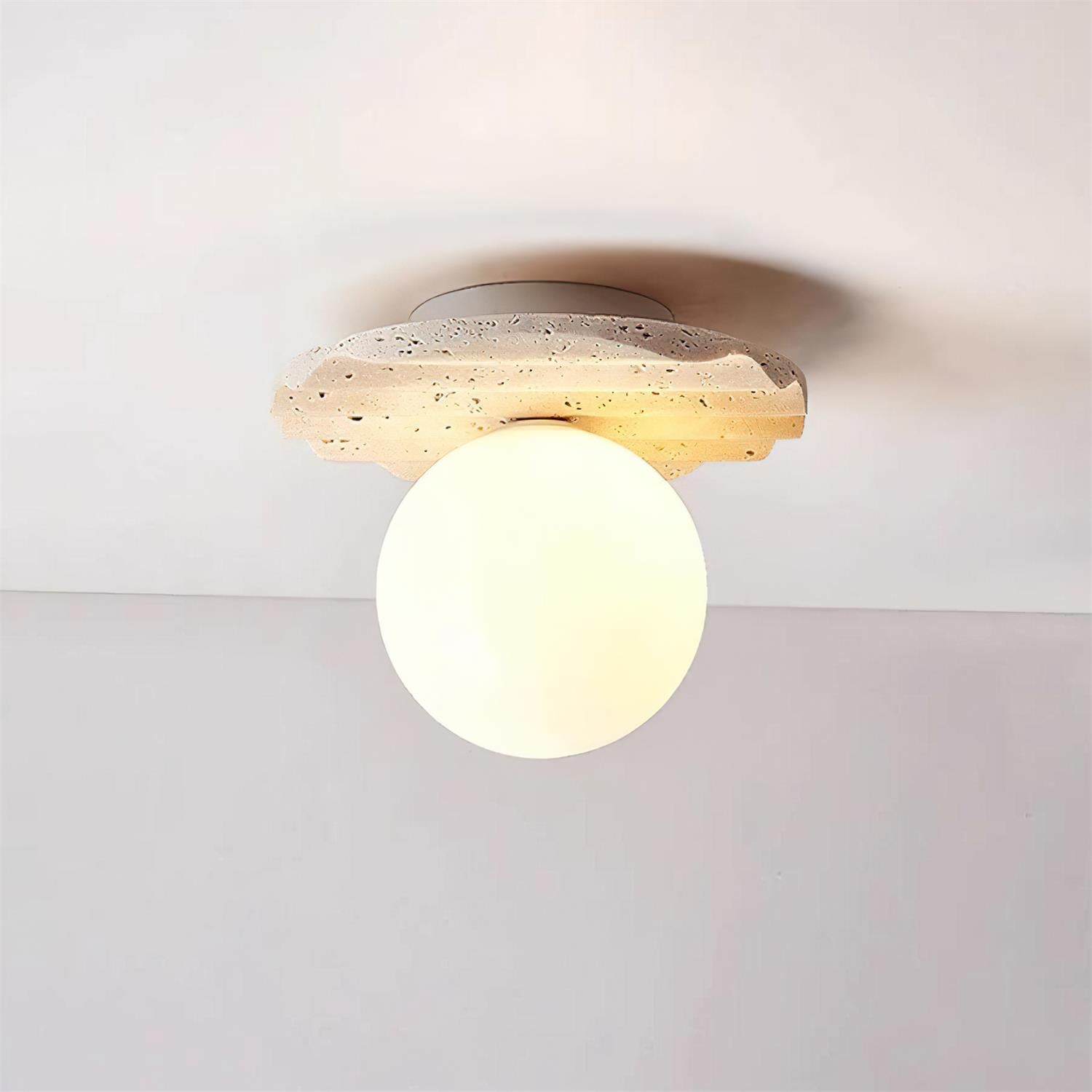 Evon Ceiling Light Travertine Glass-Neutral Decor
