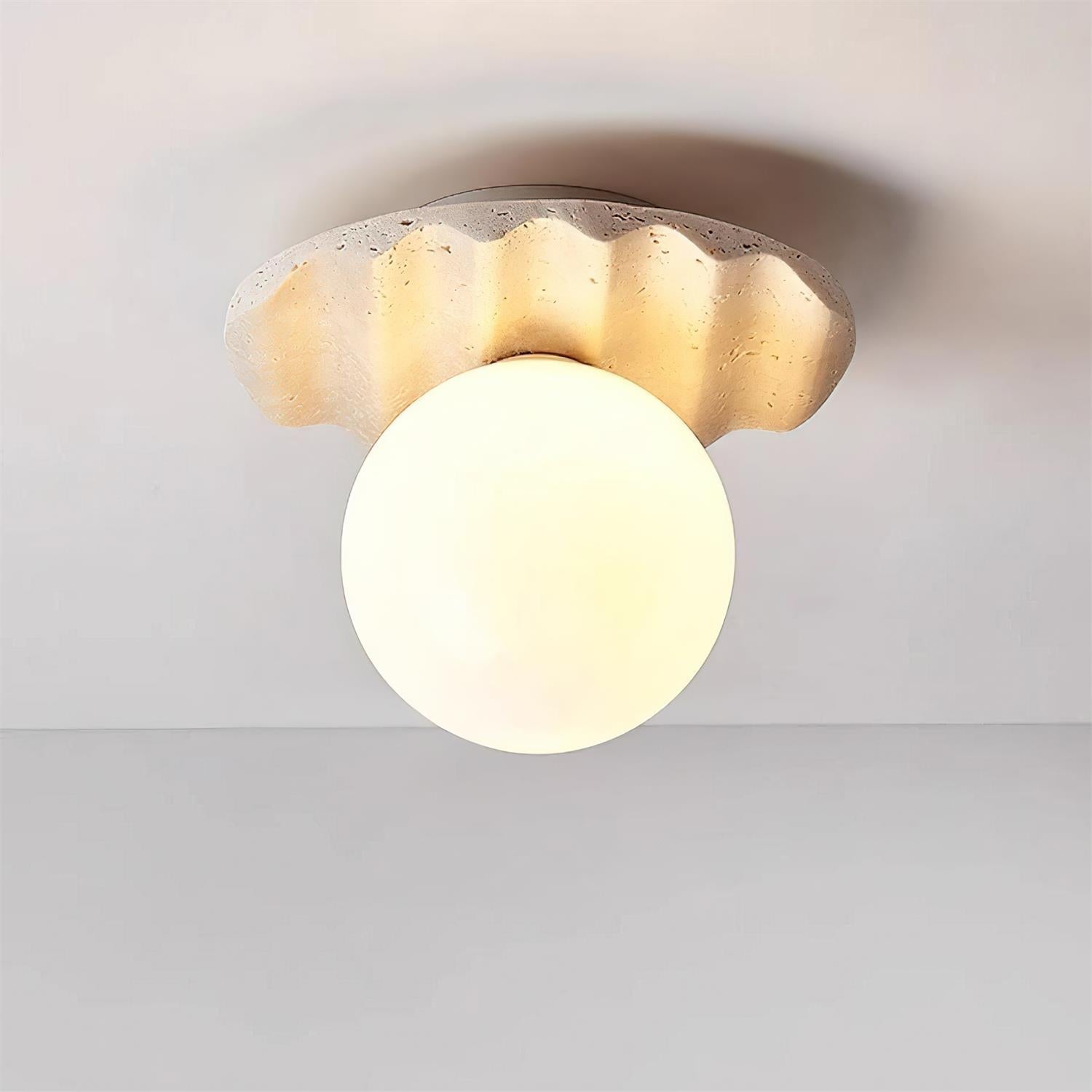 Evon Ceiling Light Travertine Glass-Neutral Decor