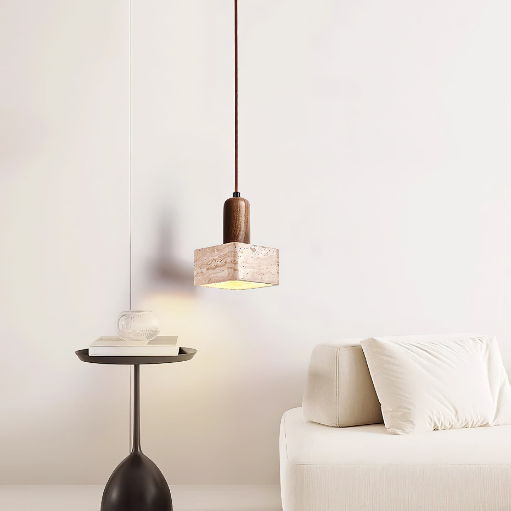 Ritta  Square Travertine Pendant Light