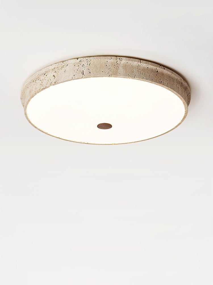 Kira Disc Yellow Travertine Ceiling Lamp-Neutral Decor
