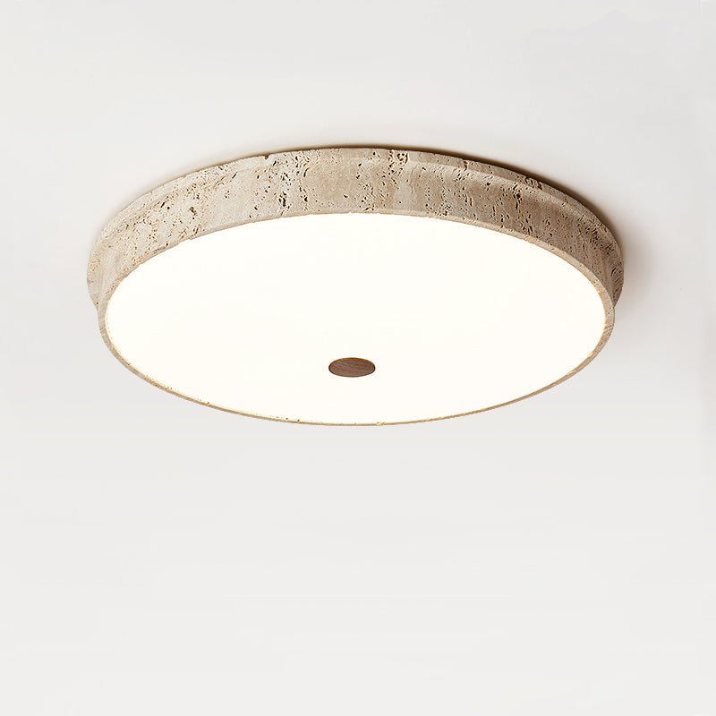 Kira Disc Yellow Travertine Ceiling Lamp-Neutral Decor
