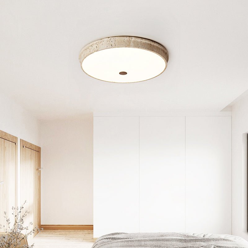 Kira Disc Yellow Travertine Ceiling Lamp-Neutral Decor