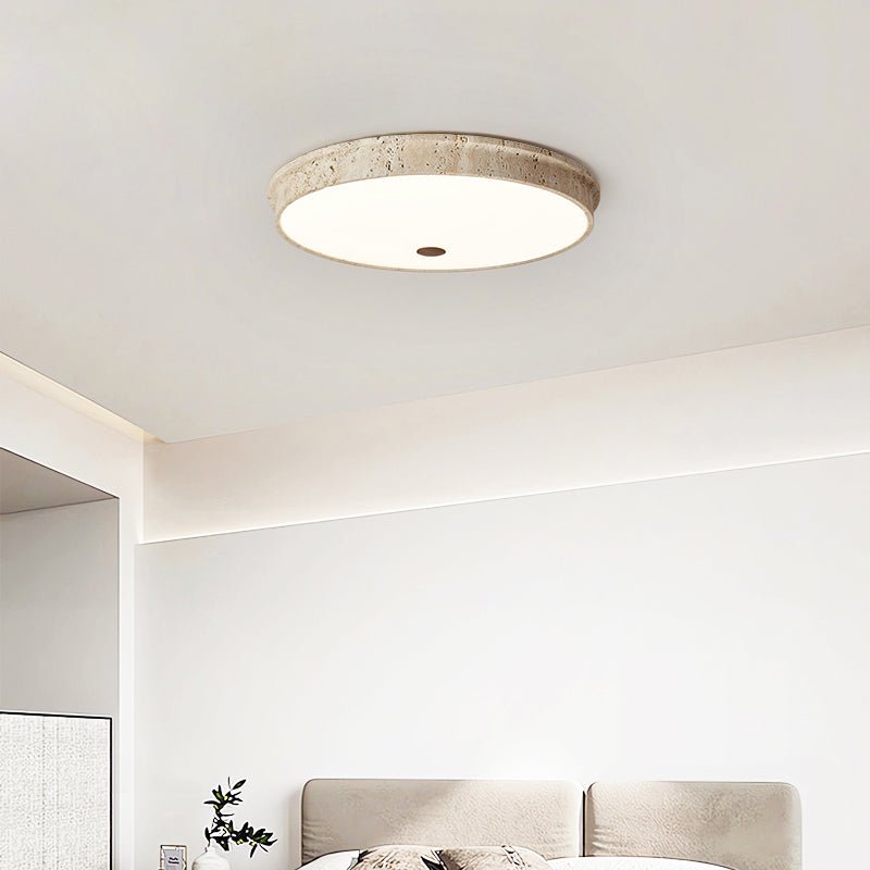 Kira Disc Yellow Travertine Ceiling Lamp-Neutral Decor