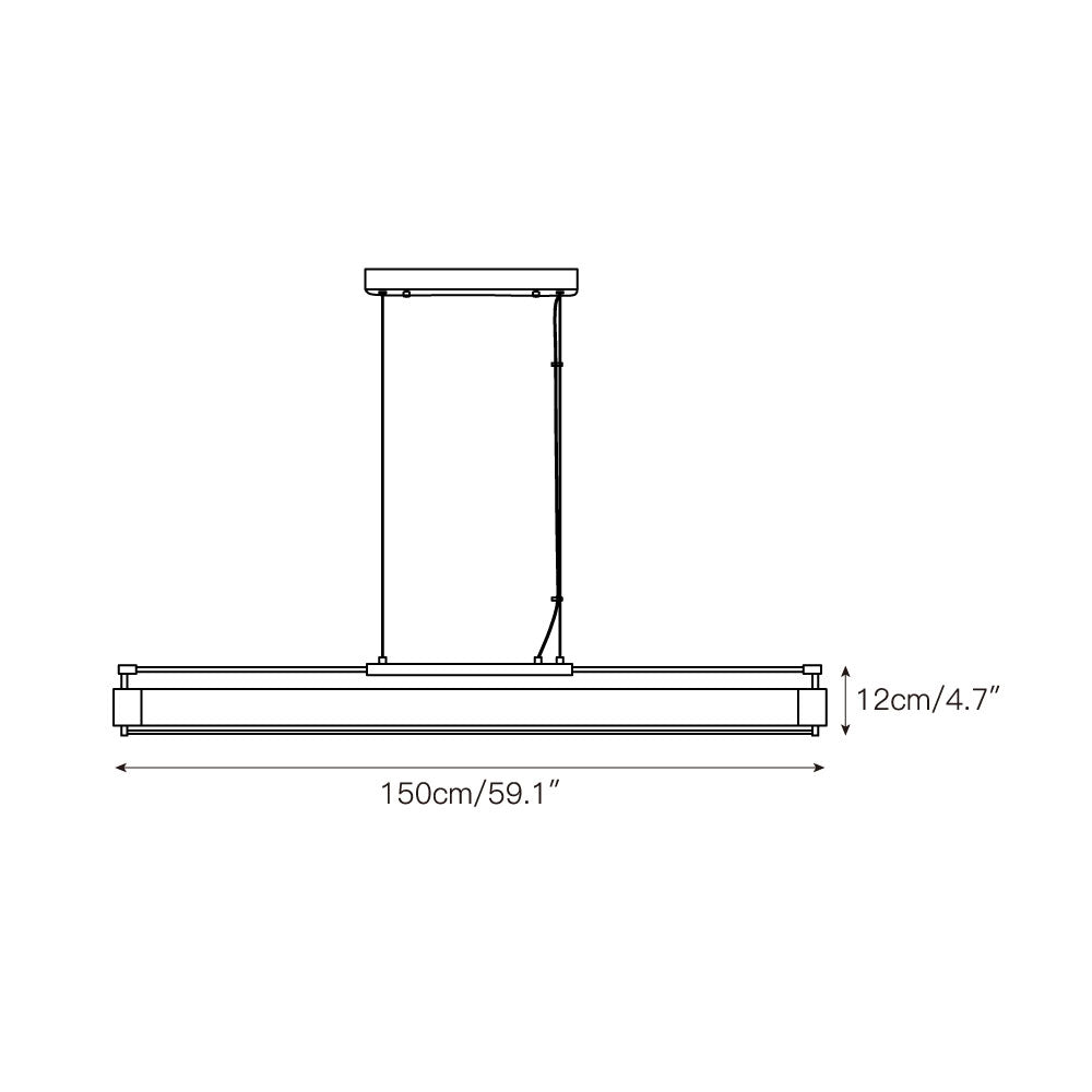 Side view of the linear Tamar Wand Pendant Lamp.
