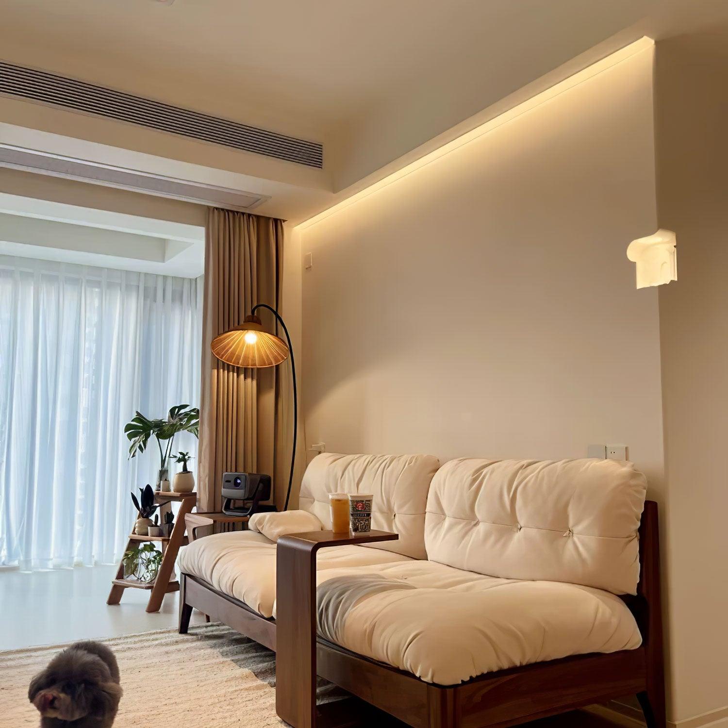 Sombrero Rattan Arc Floor Lamp-Neutral Decor