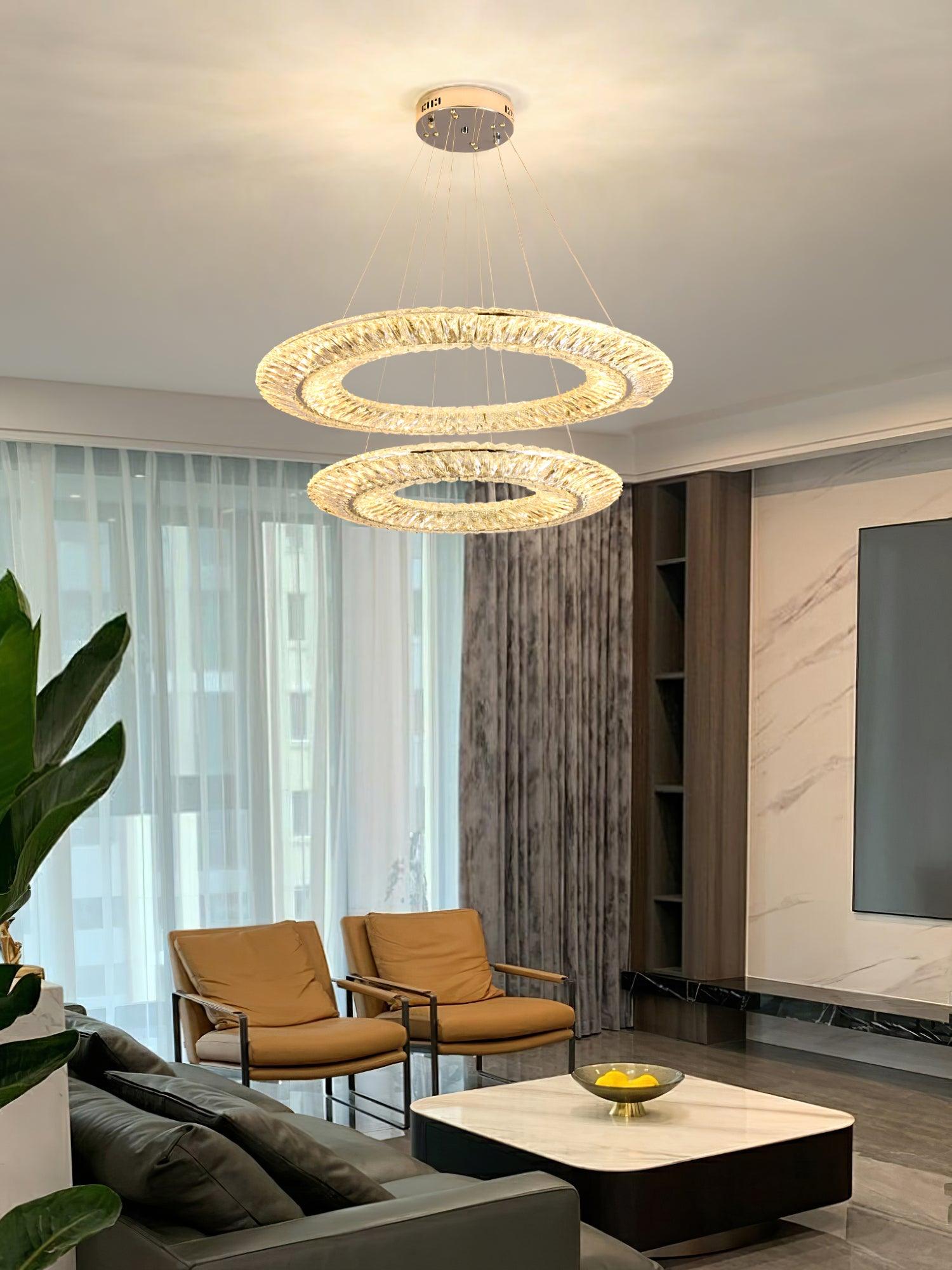 Tev Chandelier Geometric Crystal LED Elegant-Neutral Decor