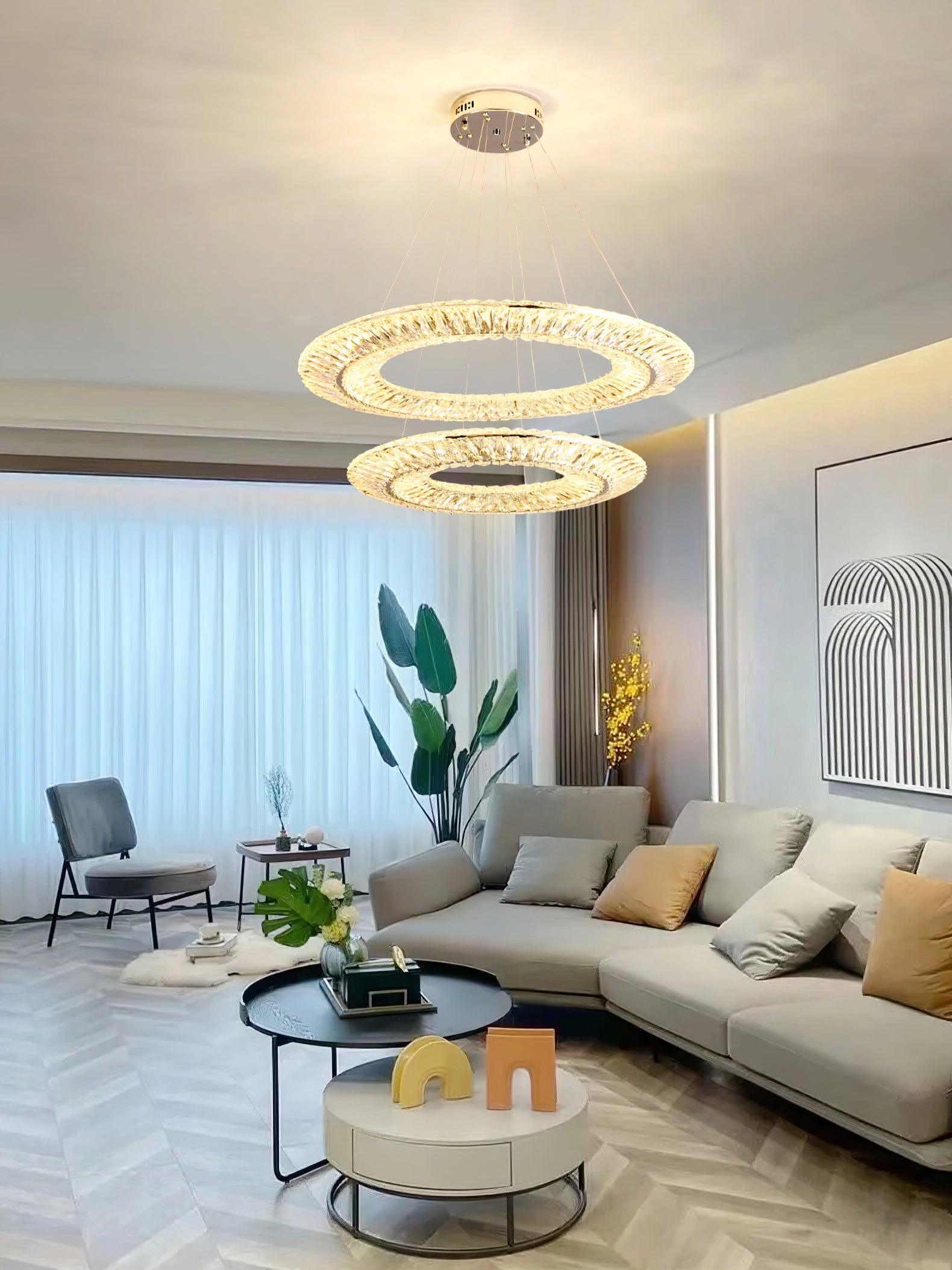 Tev Chandelier Geometric Crystal LED Elegant-Neutral Decor