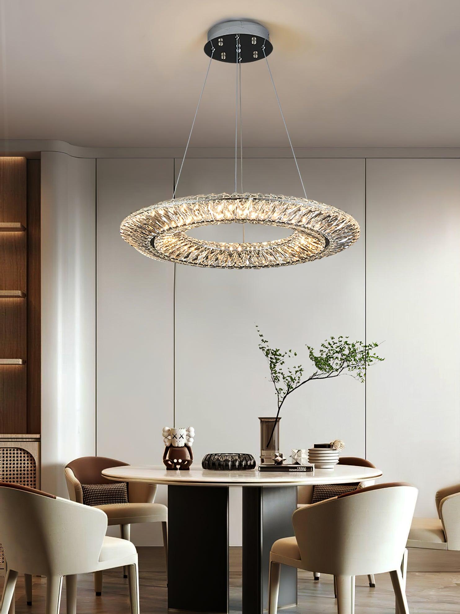 Tev Chandelier Geometric Crystal LED Elegant-Neutral Decor