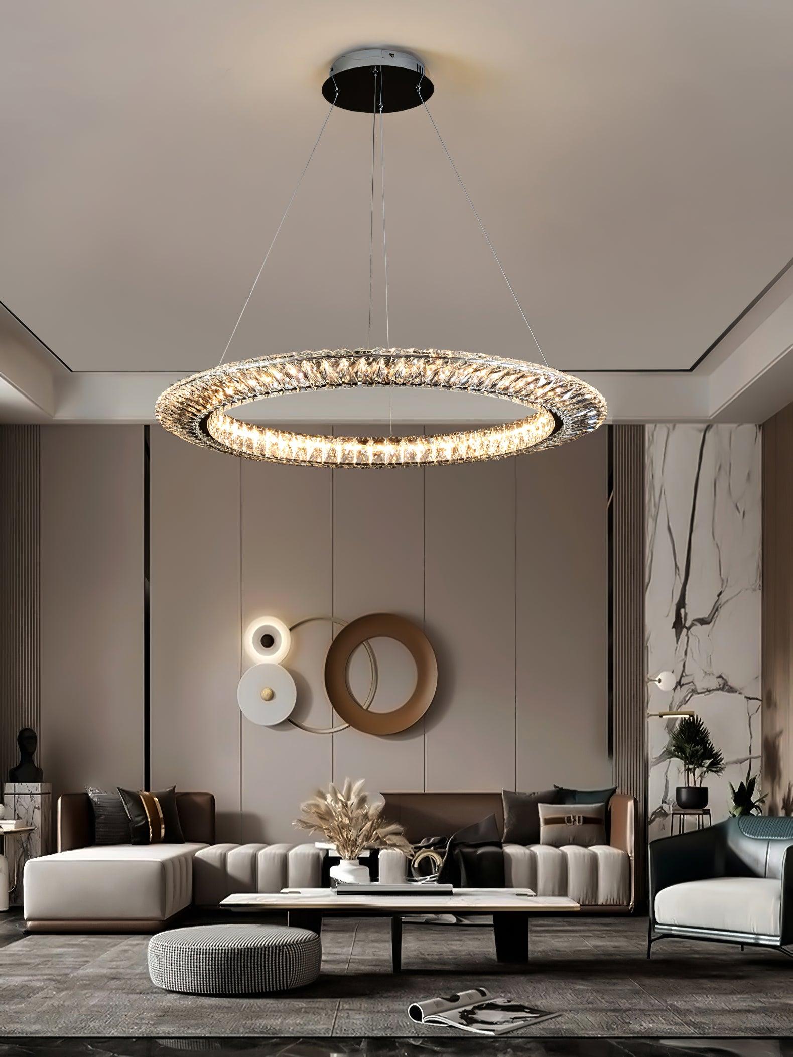 Tev Chandelier Geometric Crystal LED Elegant-Neutral Decor