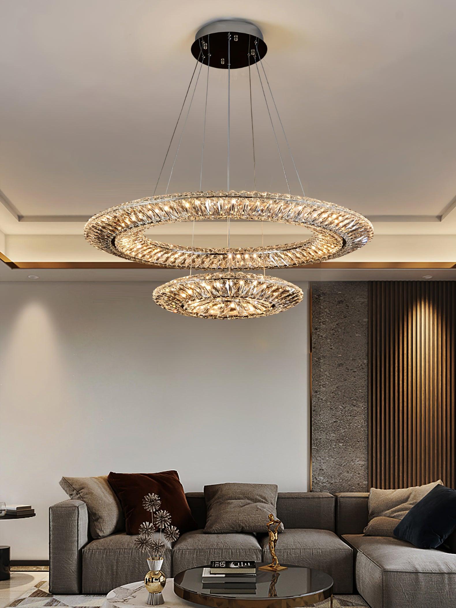 Tev Chandelier Geometric Crystal LED Elegant-Neutral Decor