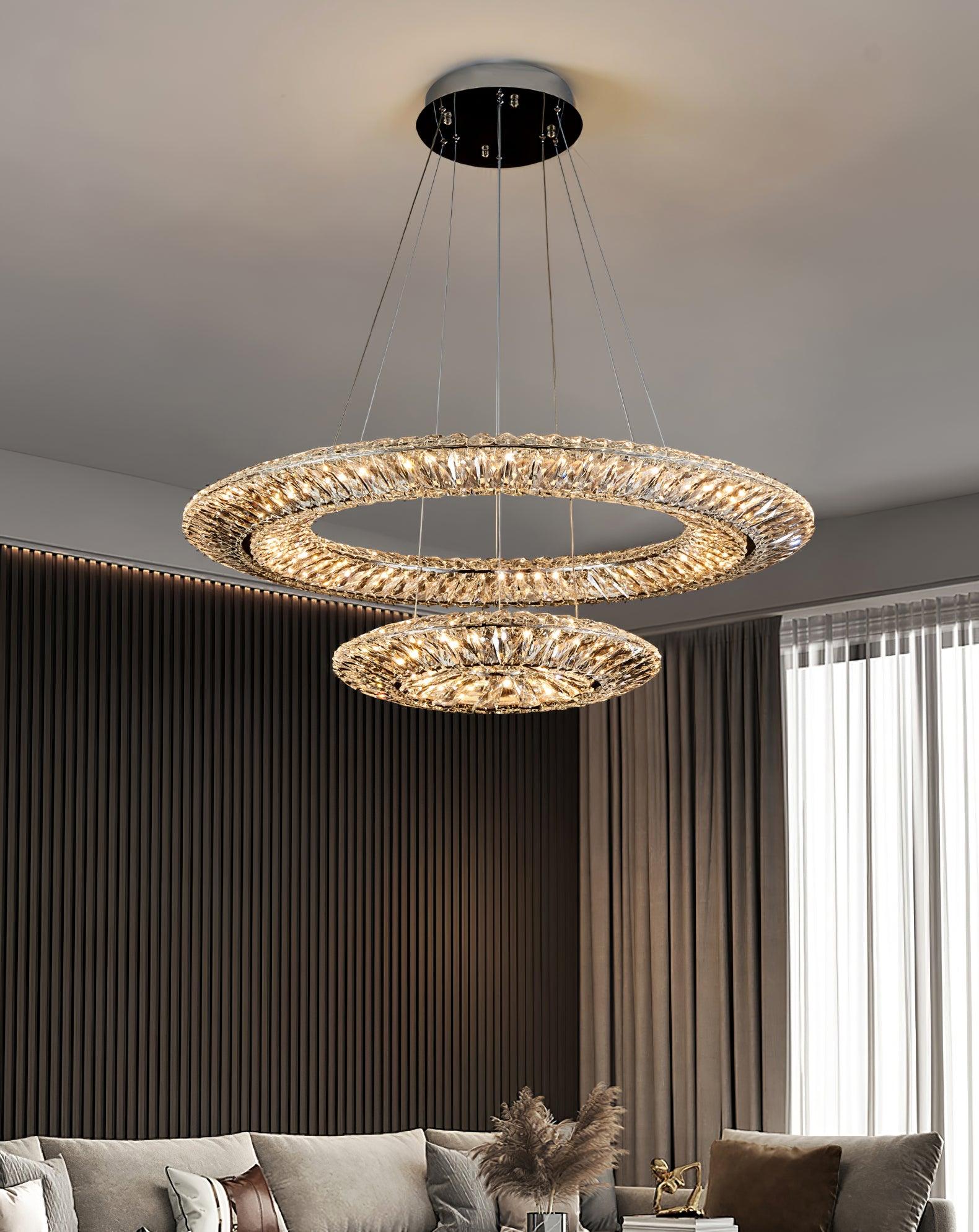 Tev Chandelier Geometric Crystal LED Elegant-Neutral Decor
