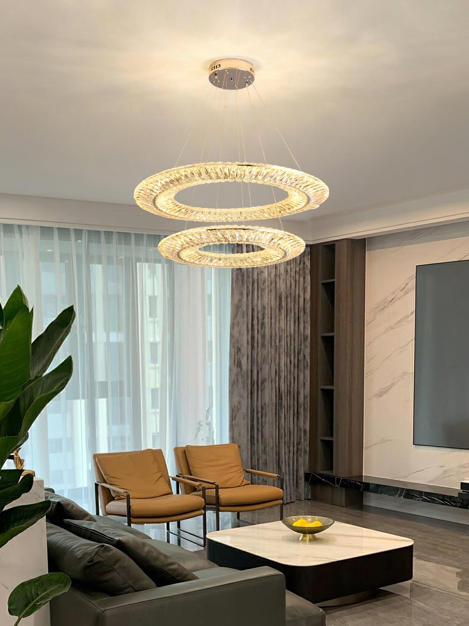 Tev Chandelier Geometric Crystal LED Elegant-Neutral Decor