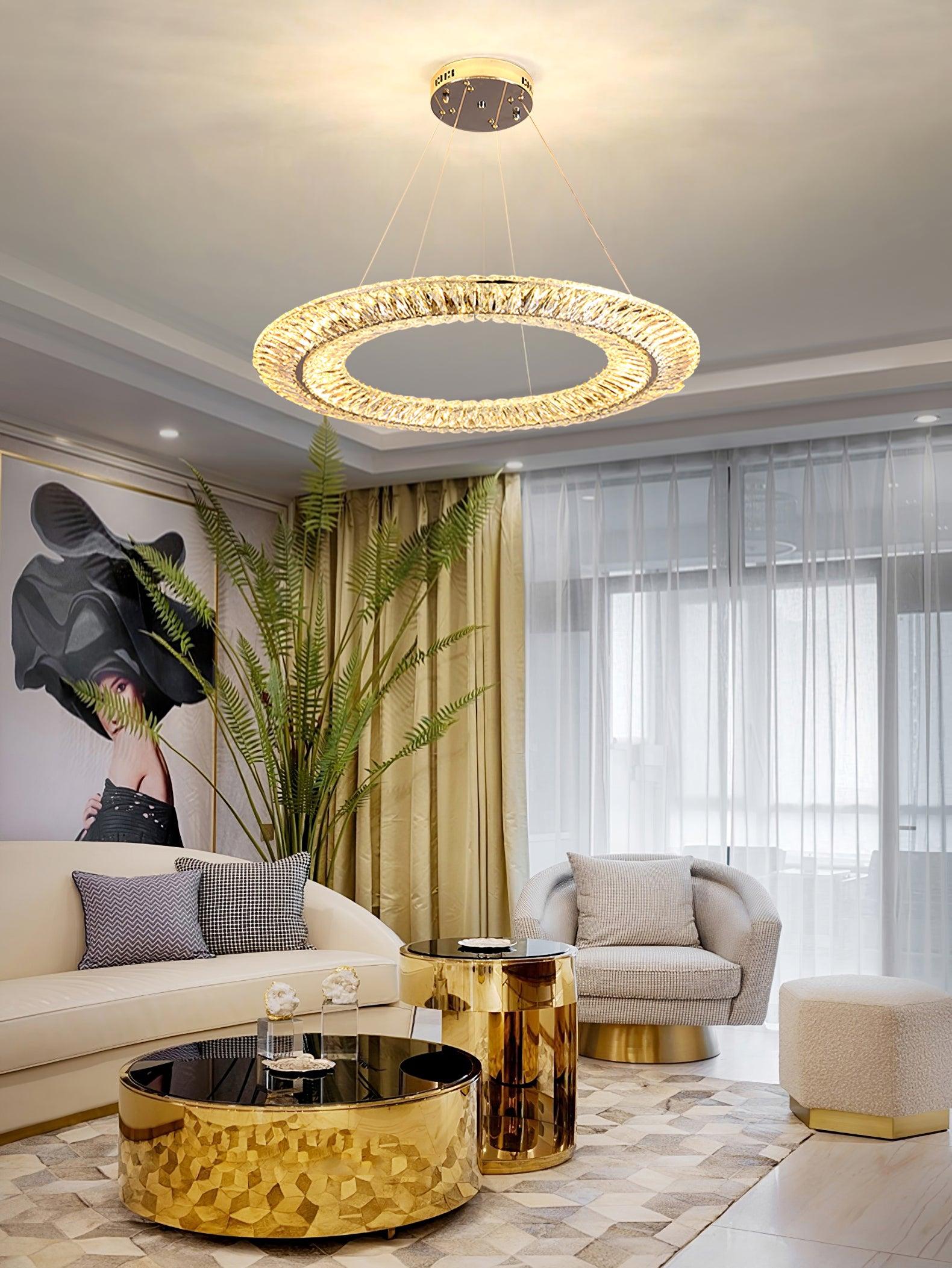 Tev Chandelier Geometric Crystal LED Elegant-Neutral Decor