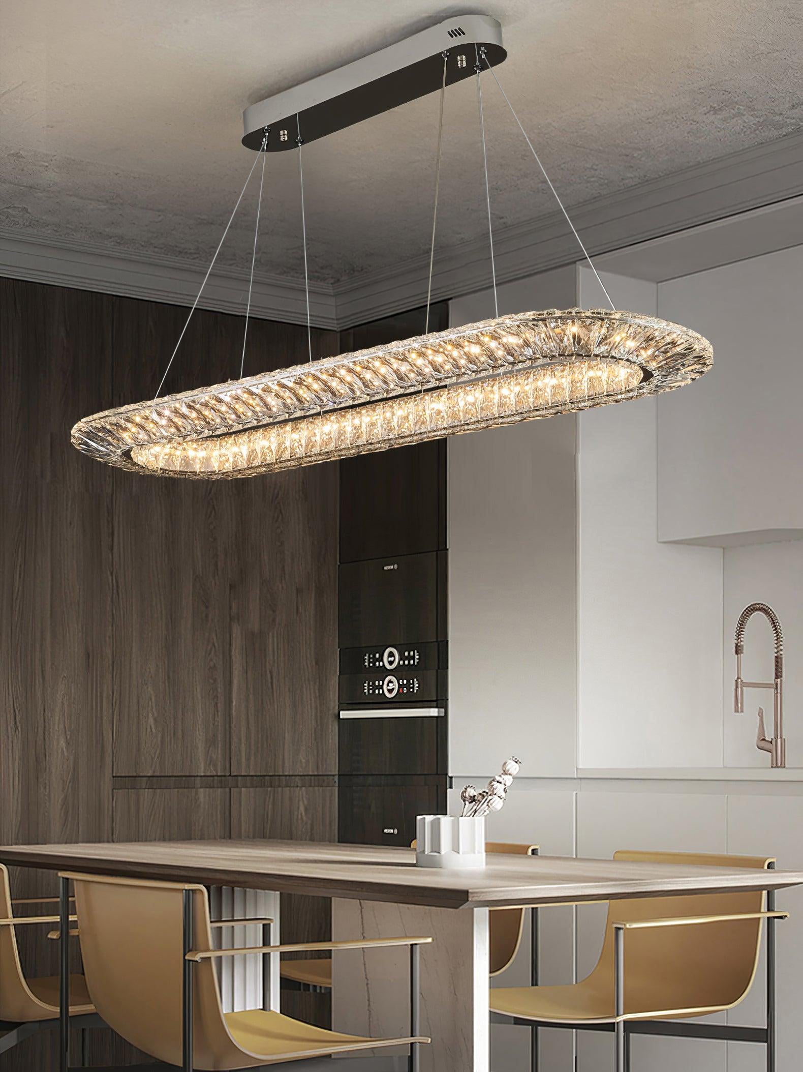 Tev Chandelier Geometric Crystal LED Elegant-Neutral Decor
