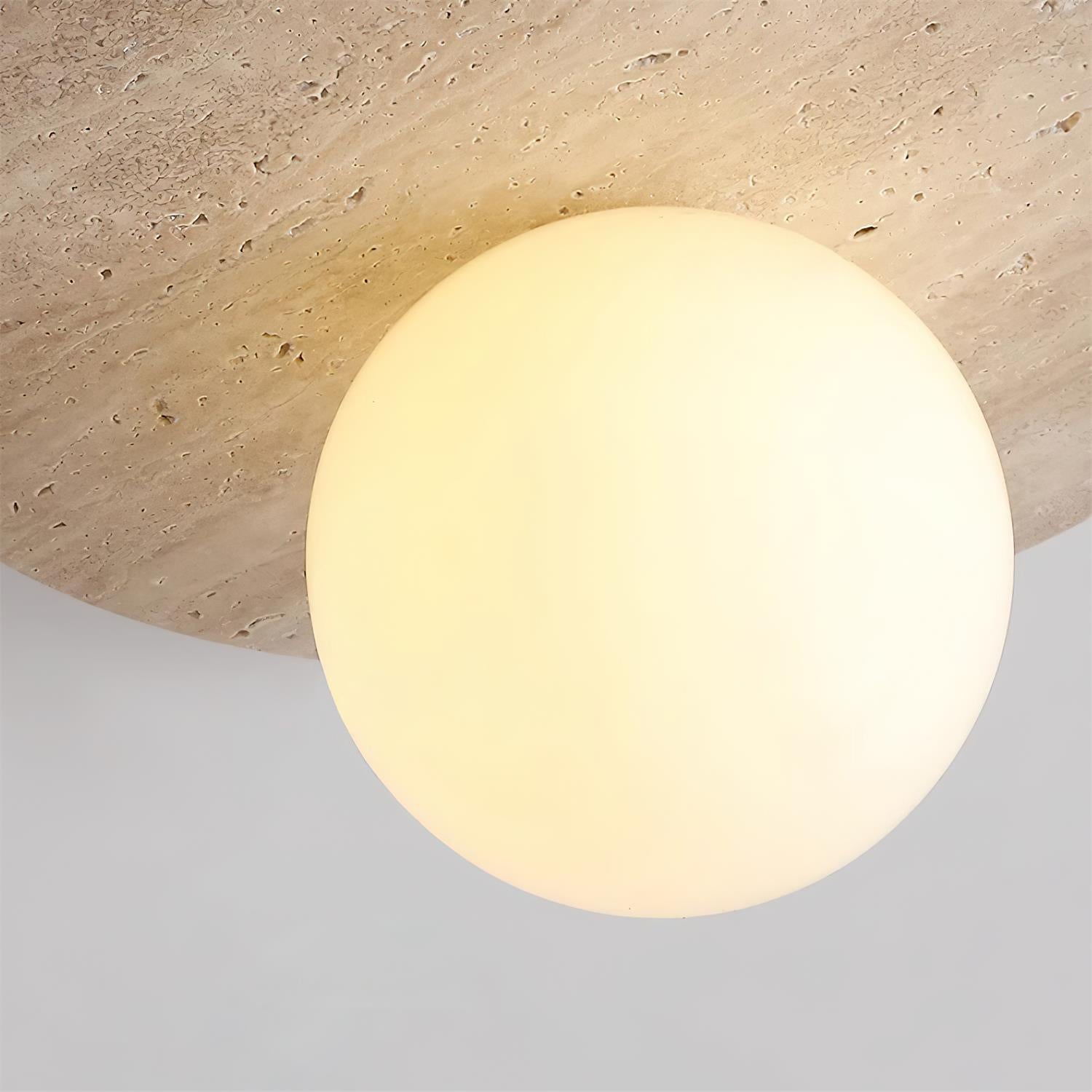 Ceiling Light Travertine Disc with Glass Globe  Cozy