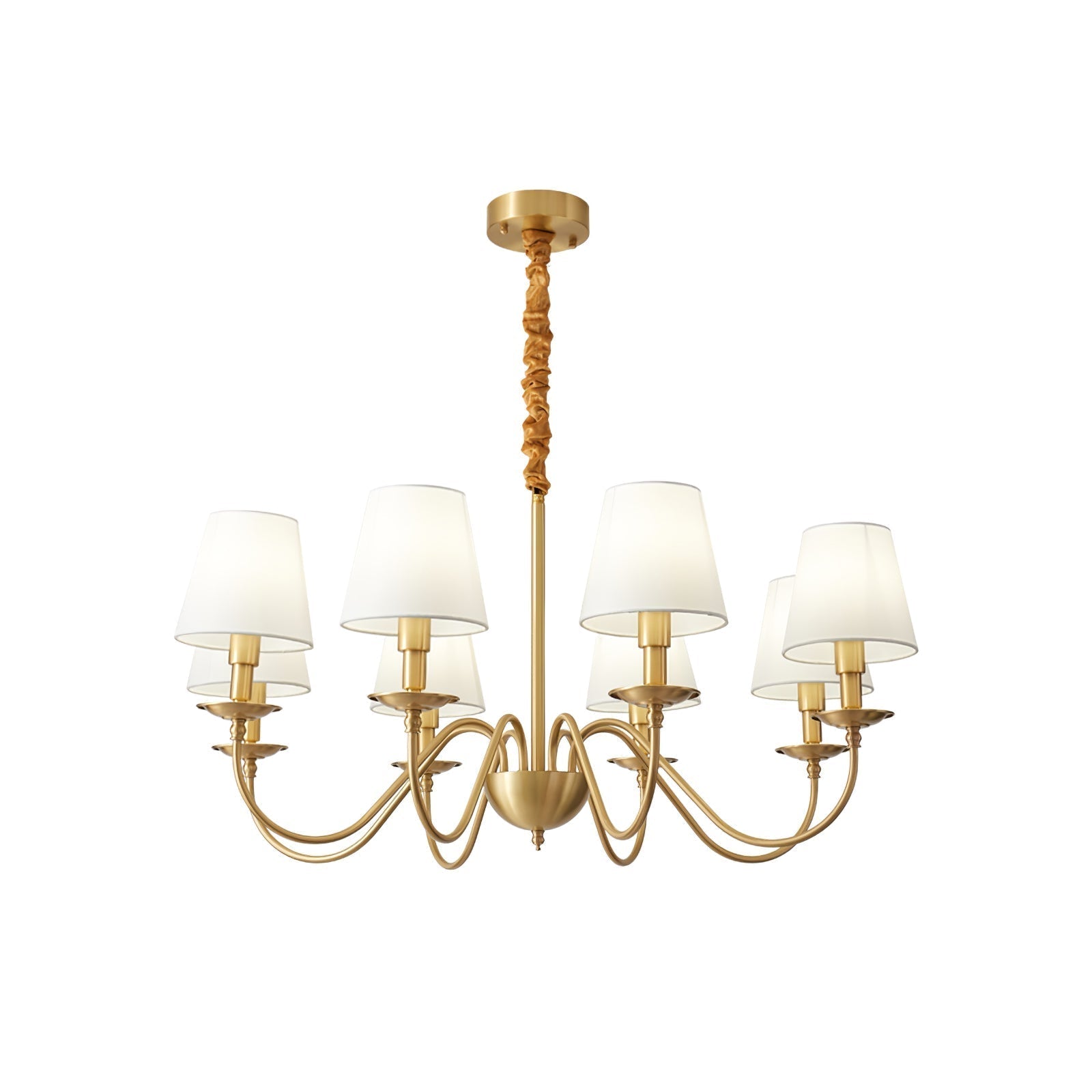 Silva Vintage LED Metal Brass Multi Fabric White Lampshade Bedroom Living Room Pendant Light - Neutral Decor