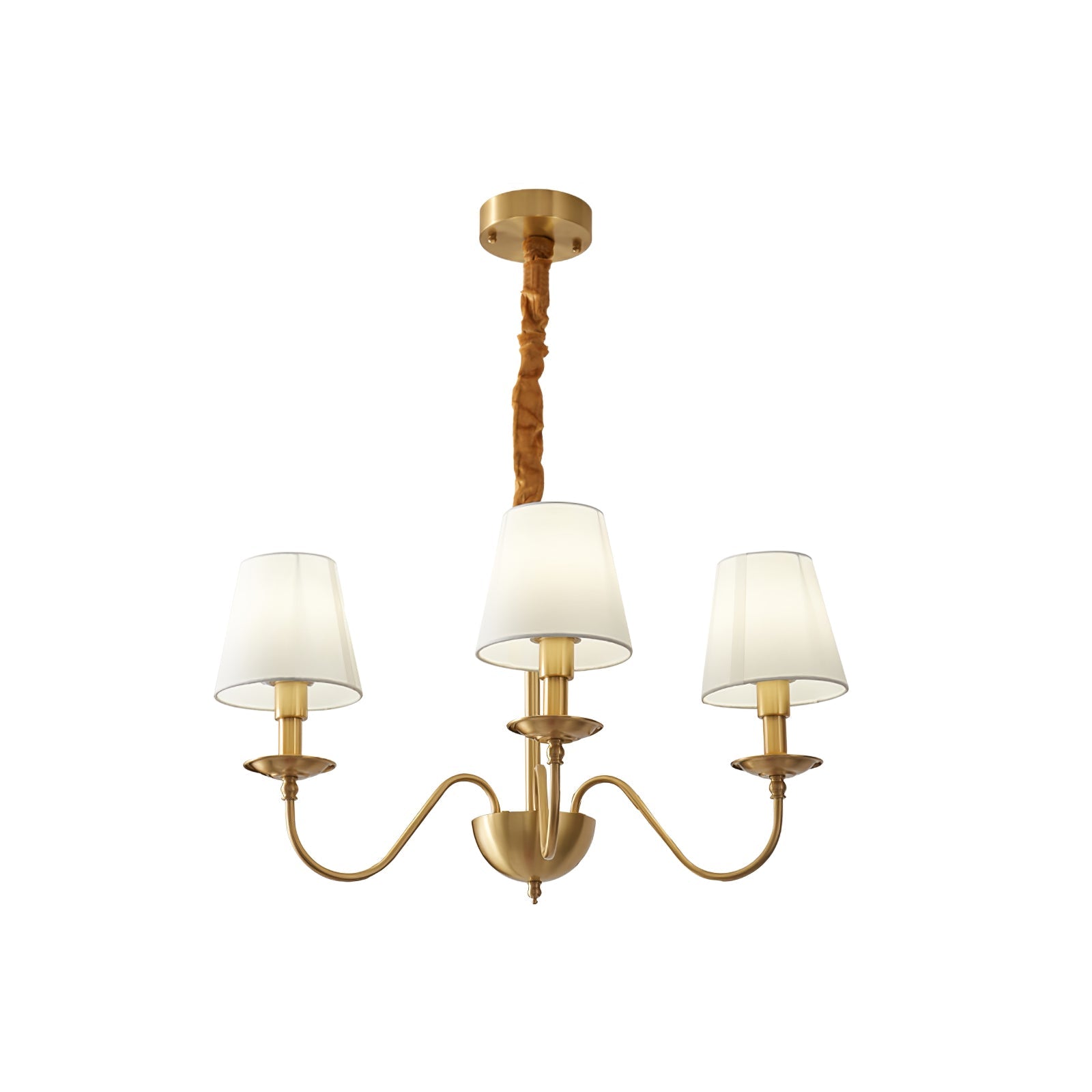 Silva Vintage LED Metal Brass Multi Fabric White Lampshade Bedroom Living Room Pendant Light - Neutral Decor
