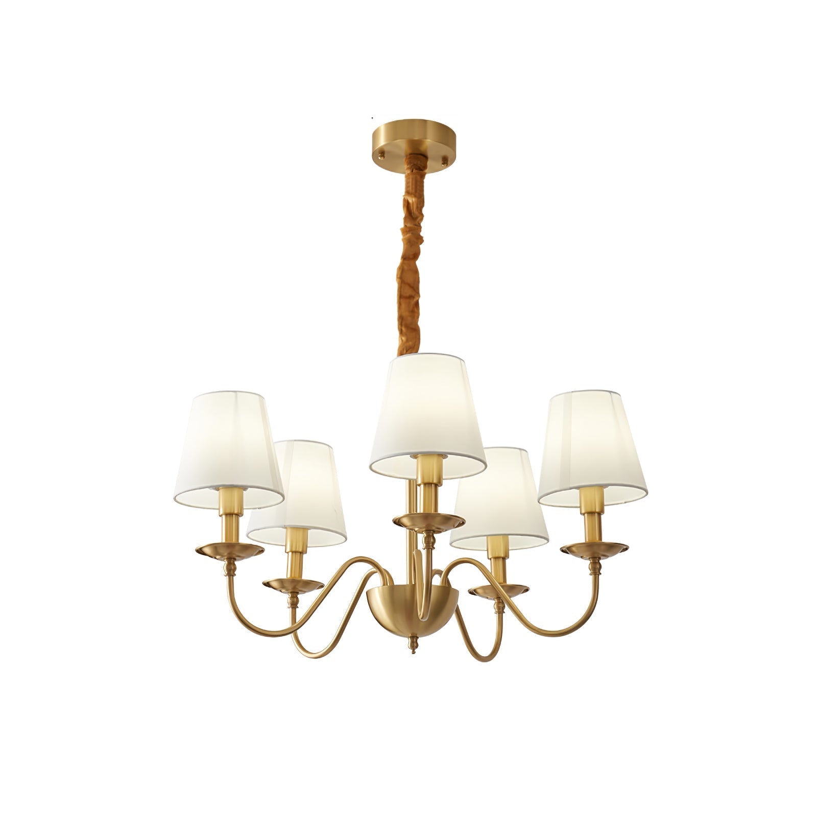 Silva Vintage LED Metal Brass Multi Fabric White Lampshade Bedroom Living Room Pendant Light - Neutral Decor