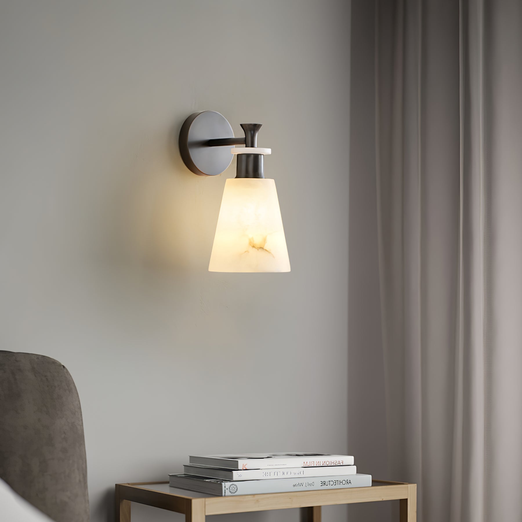 Tapered Alabaster Wall Sconce-Neutral Decor